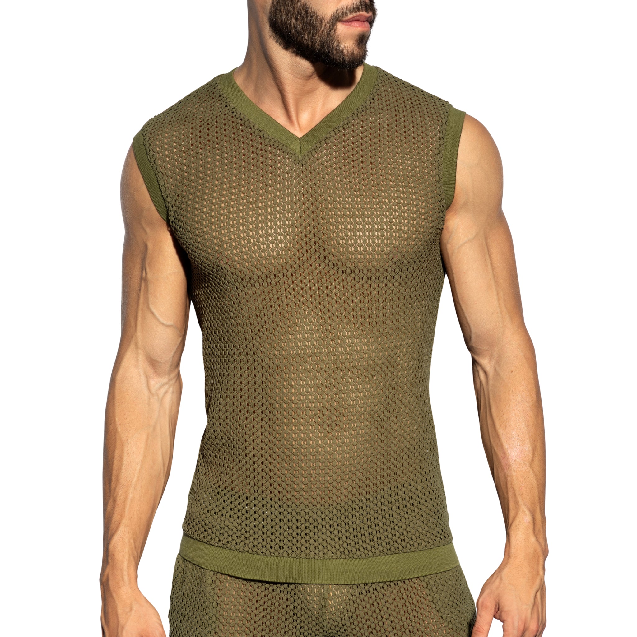 ES Collection Brisa V-Neck Vest T-Shirt Khaki TS357