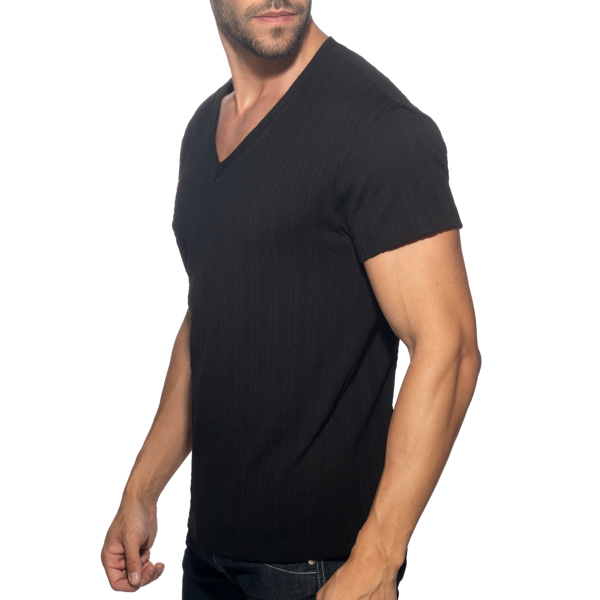 Addicted Barley V-Neck T-Shirt Black AD1387