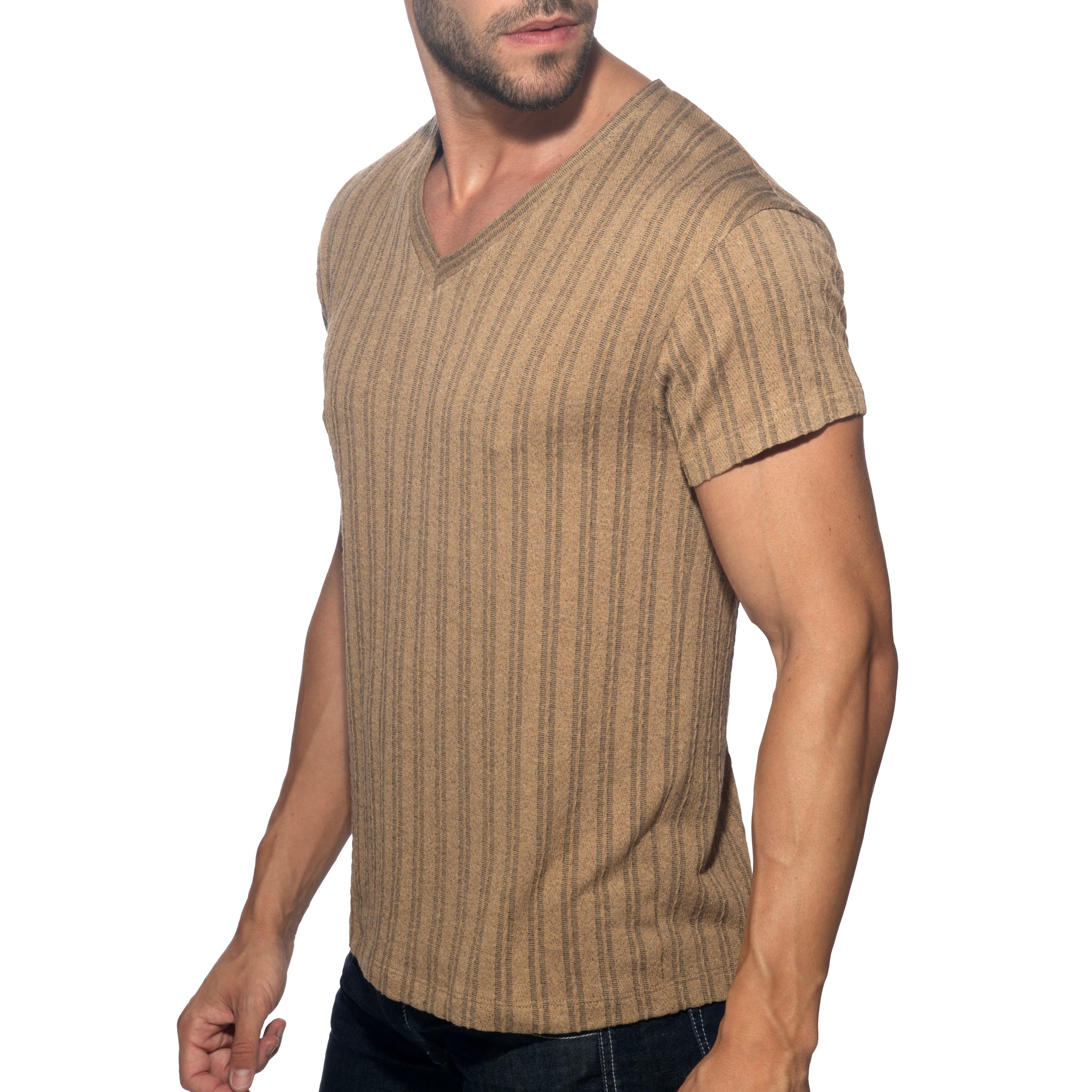 Addicted Barley V-Neck T-Shirt Brown AD1387