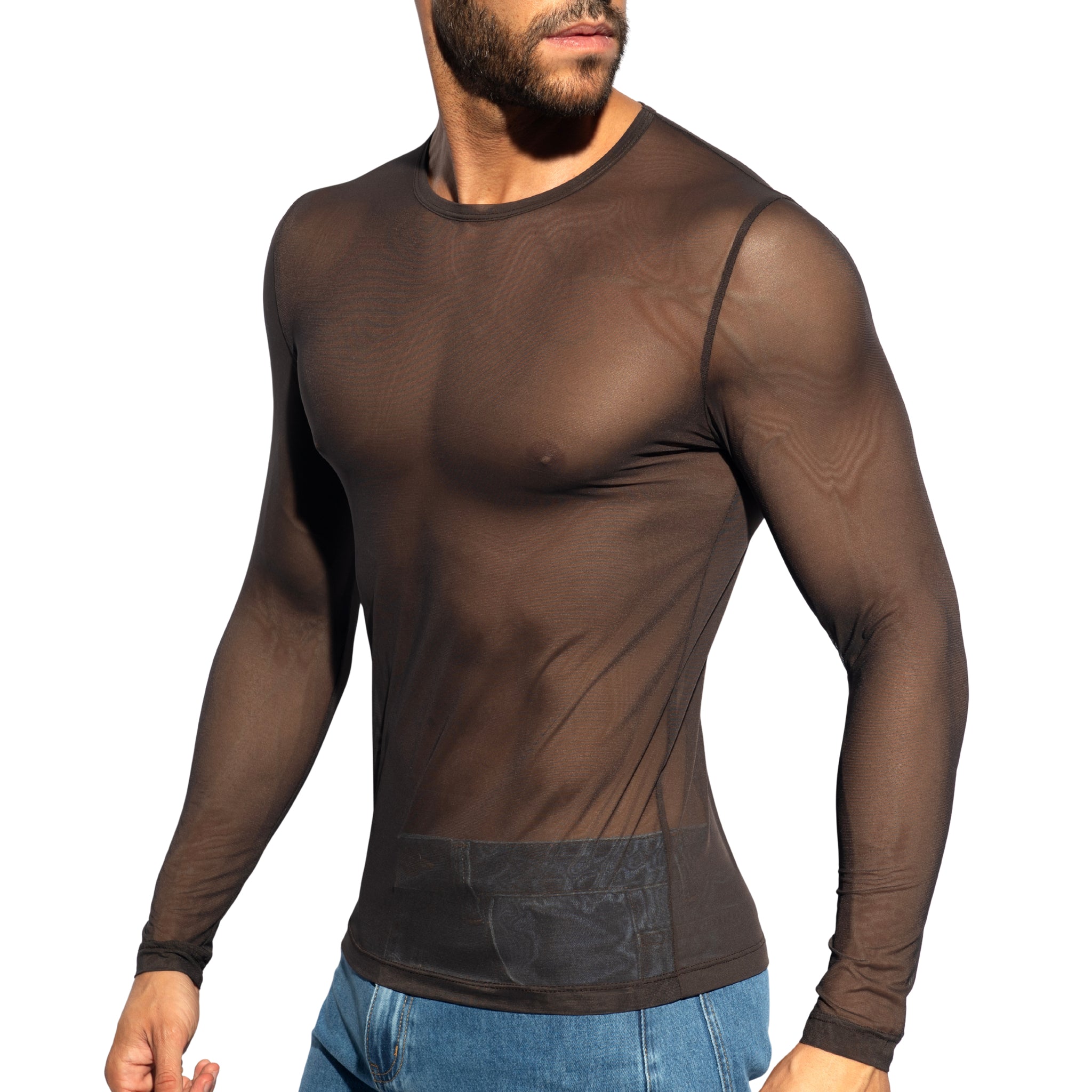 ES Collection Net Long Sleeves T-Shirt Brown TS360