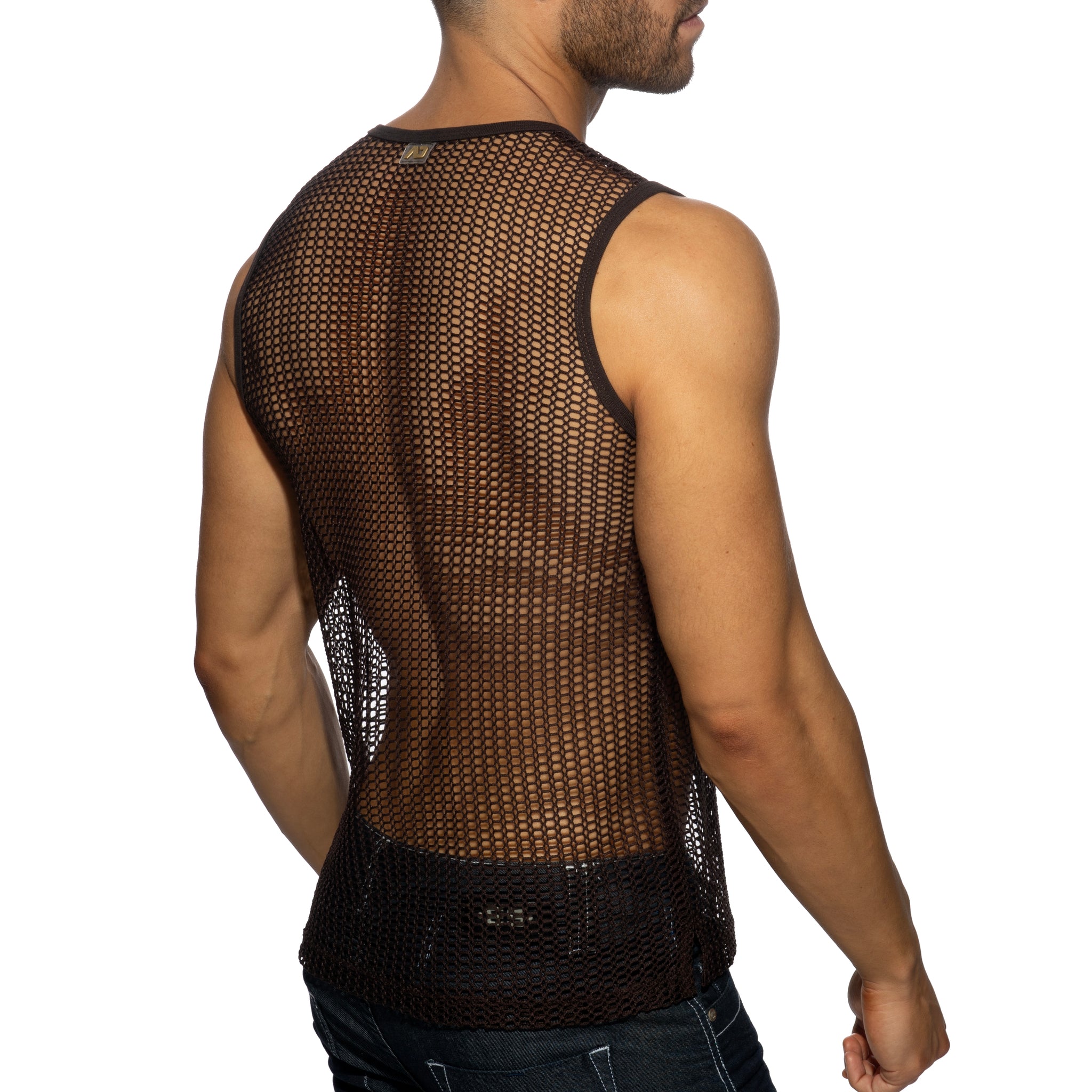 Addicted Openwork Fabric Tank Top Brown AD1426