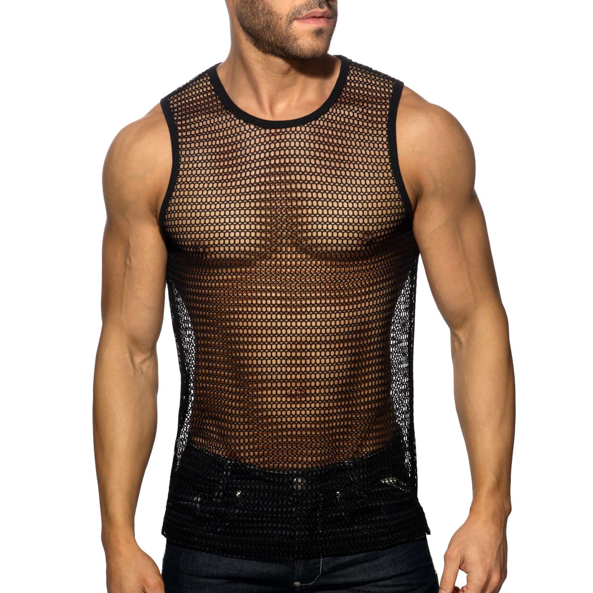 Addicted Openwork Fabric Tank Top Black AD1426