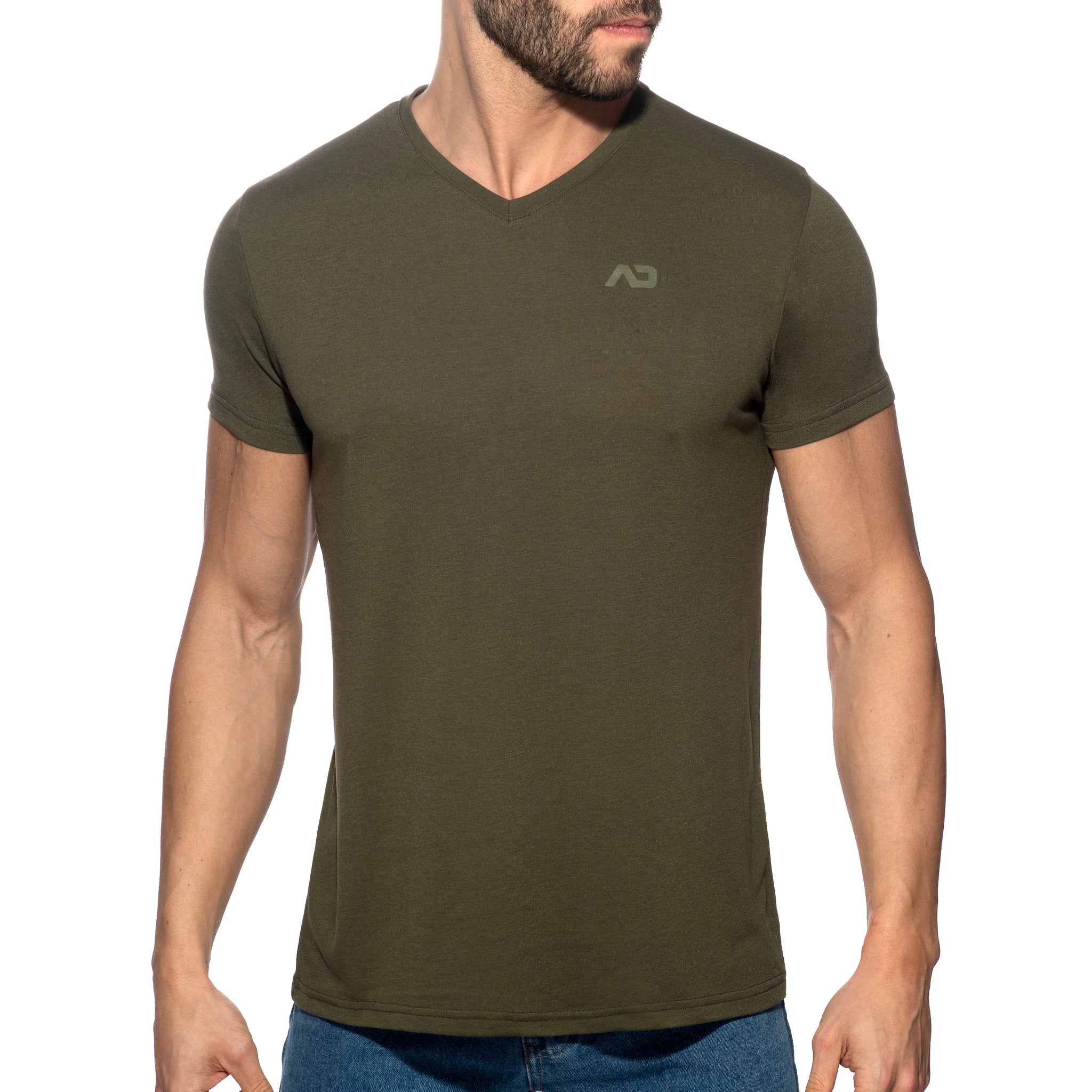 Addicted Basic V-Neck T-Shirt Khaki AD423