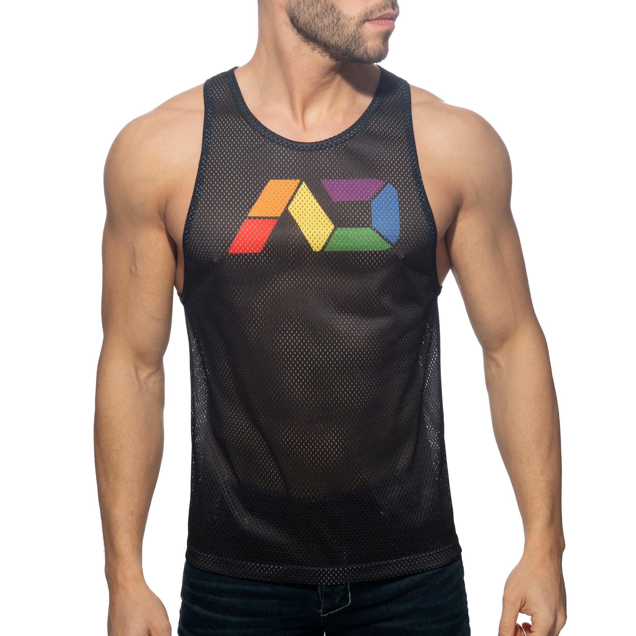 Addicted AD Rainbow Tank Top Black AD542