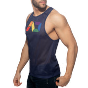 Addicted AD Rainbow Tank Top Navy AD542