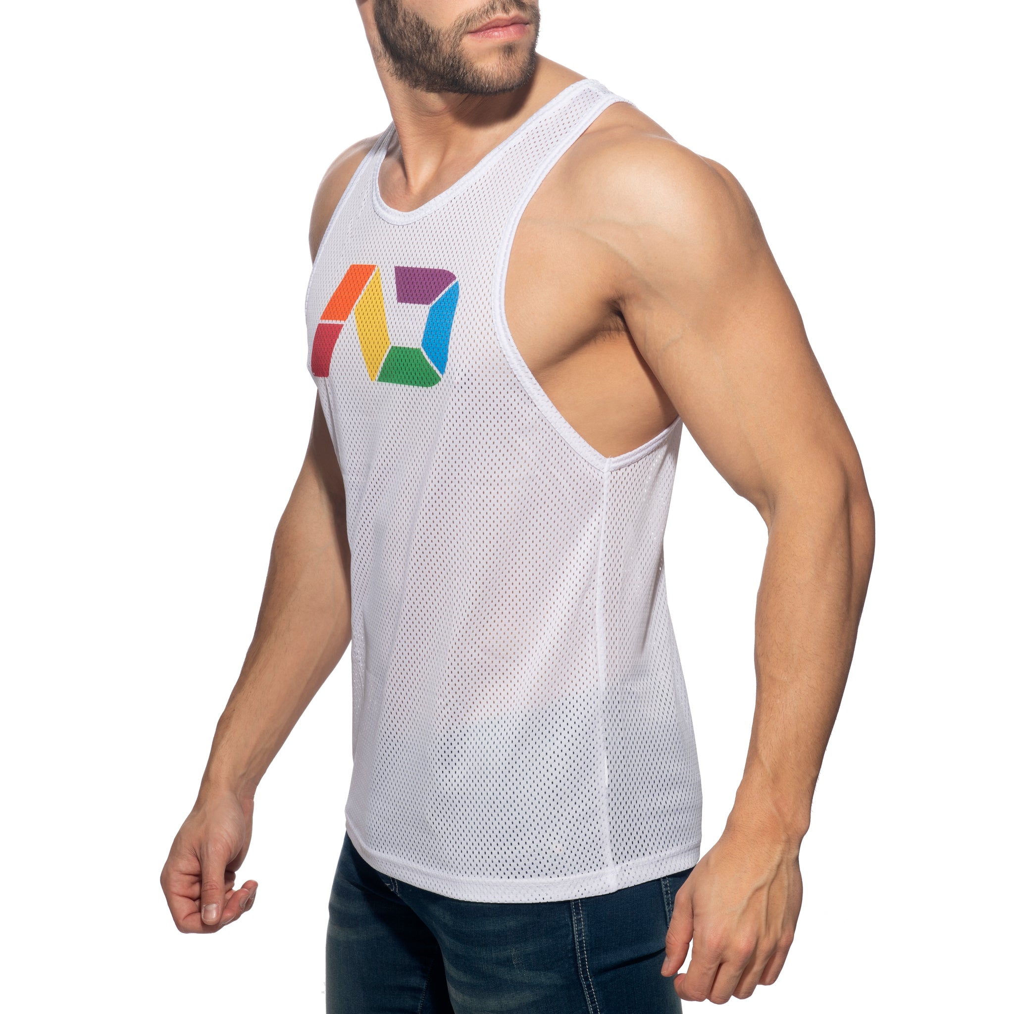 Addicted AD Rainbow Tank Top White AD542