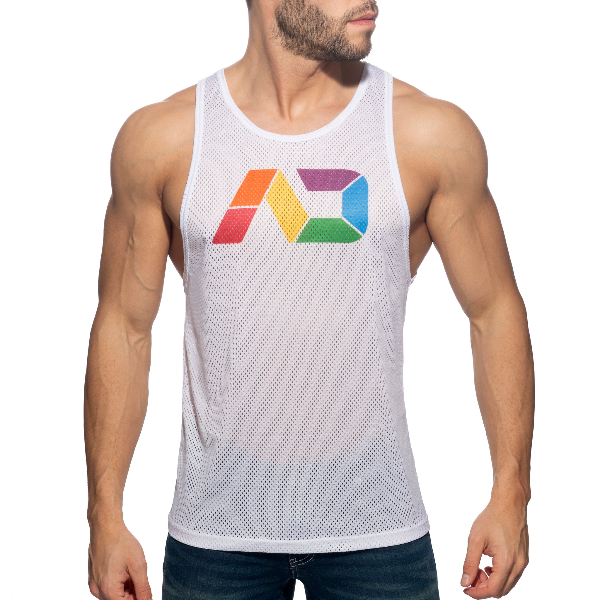 Addicted AD Rainbow Tank Top White AD542