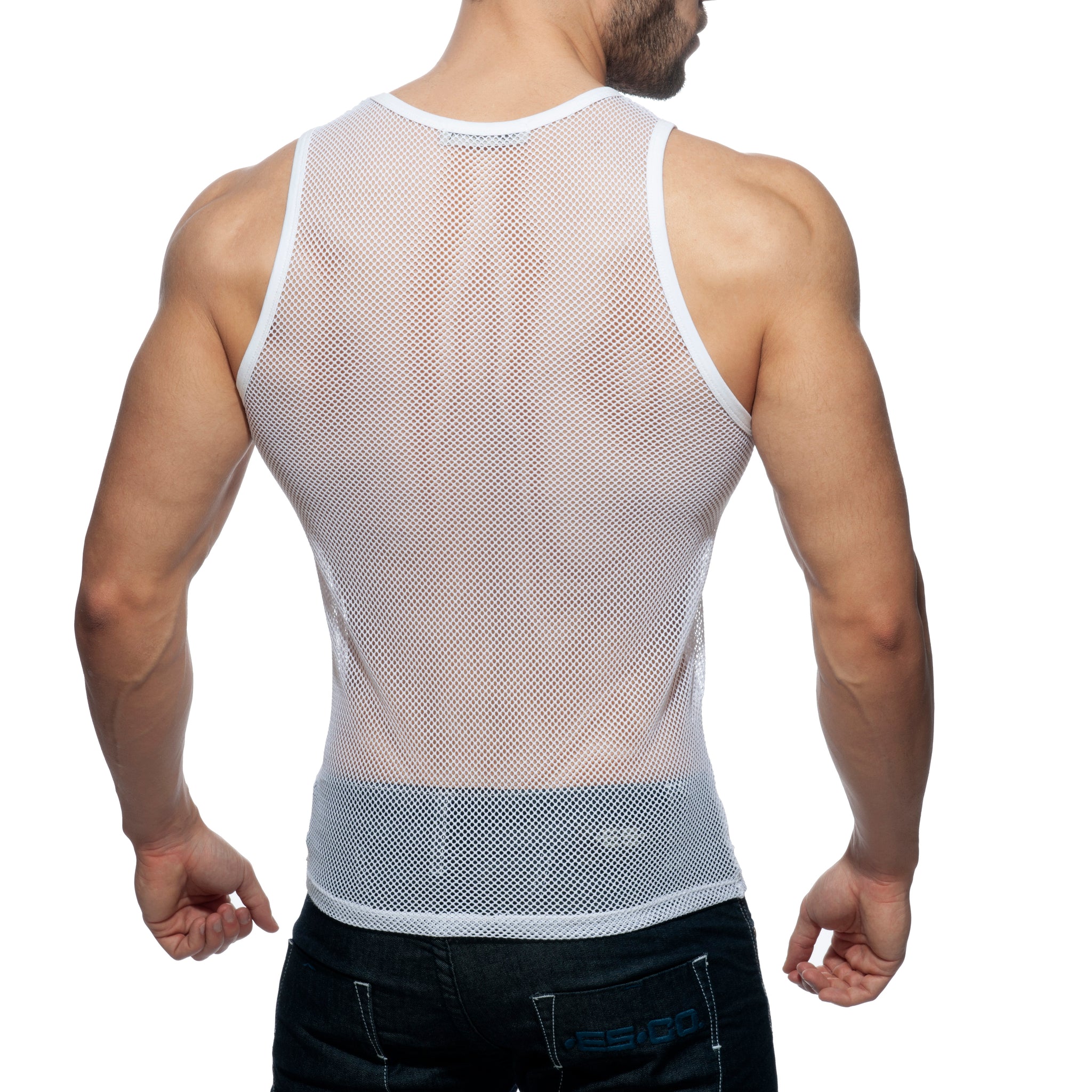 Addicted Black & White Mesh Tanktop White AD848