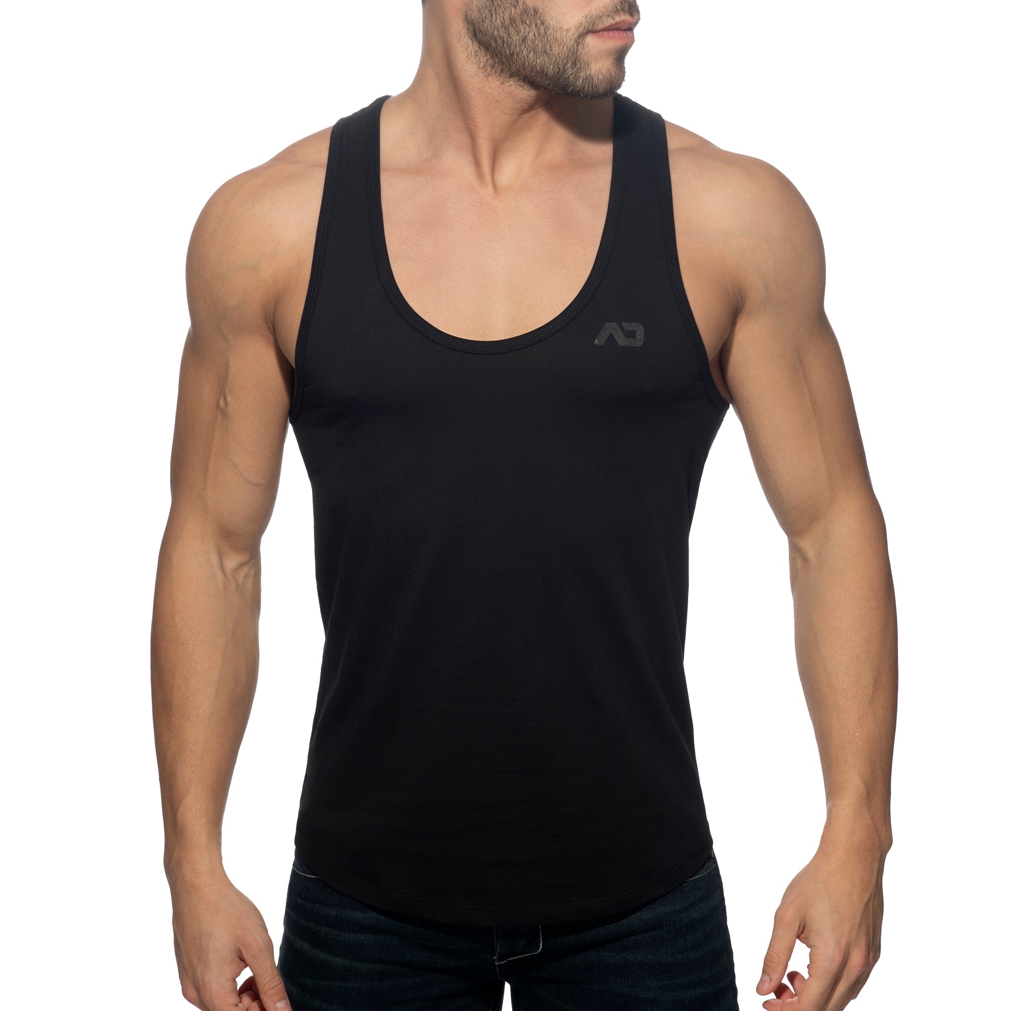 Addicted U-Neck Cotton Tank Top Black AD997