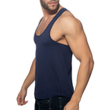 Addicted U-Neck Cotton Tank Top Navy AD997