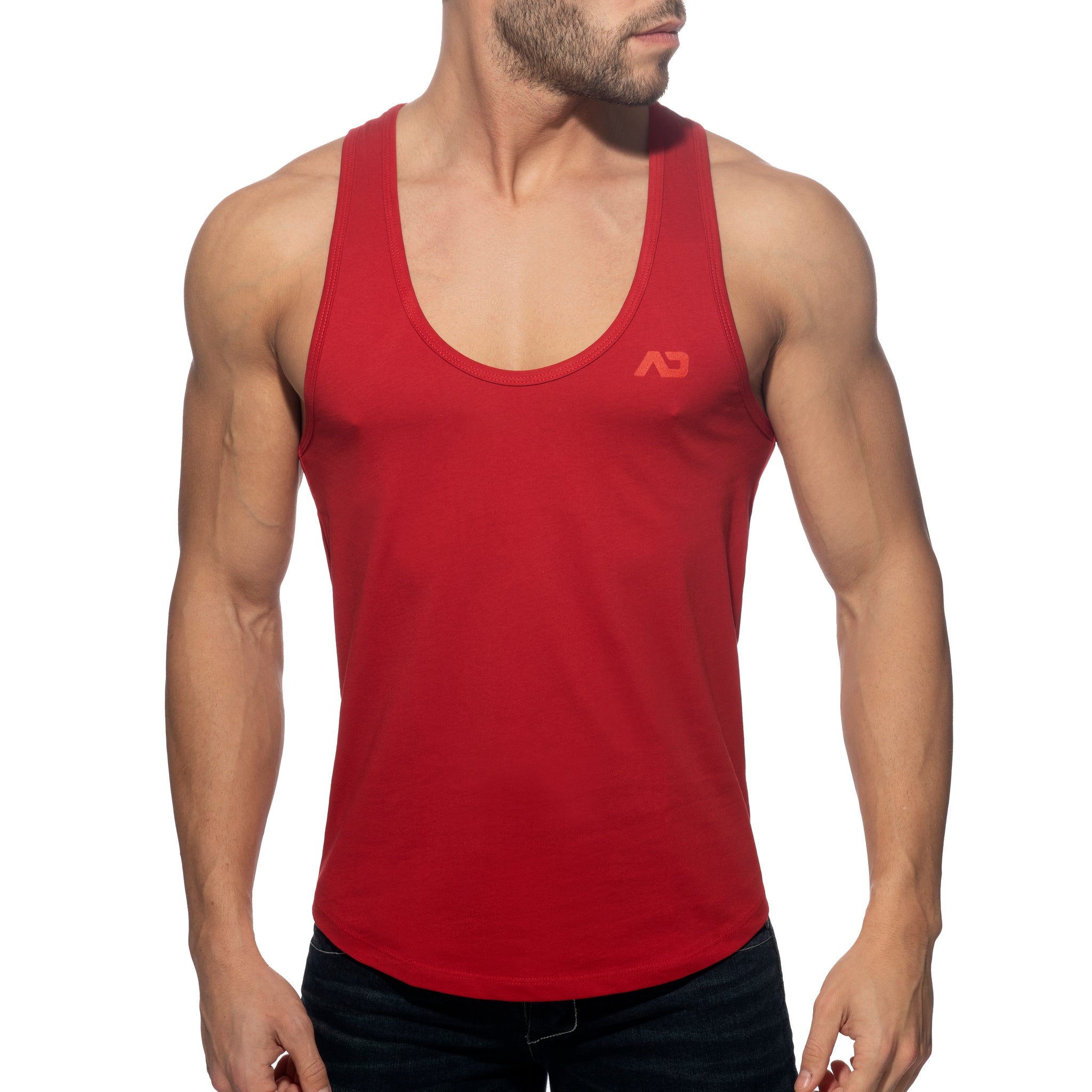 Addicted U-Neck Cotton Tank Top Red AD997