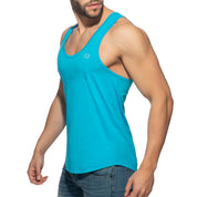 Addicted U-Neck Cotton Tank Top Turquoise AD997