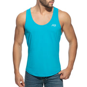 Addicted U-Neck Cotton Tank Top Turquoise AD997