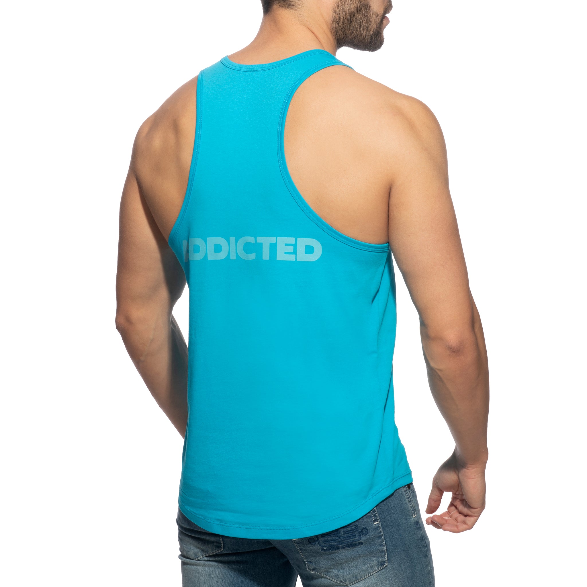 Addicted U-Neck Cotton Tank Top Turquoise AD997