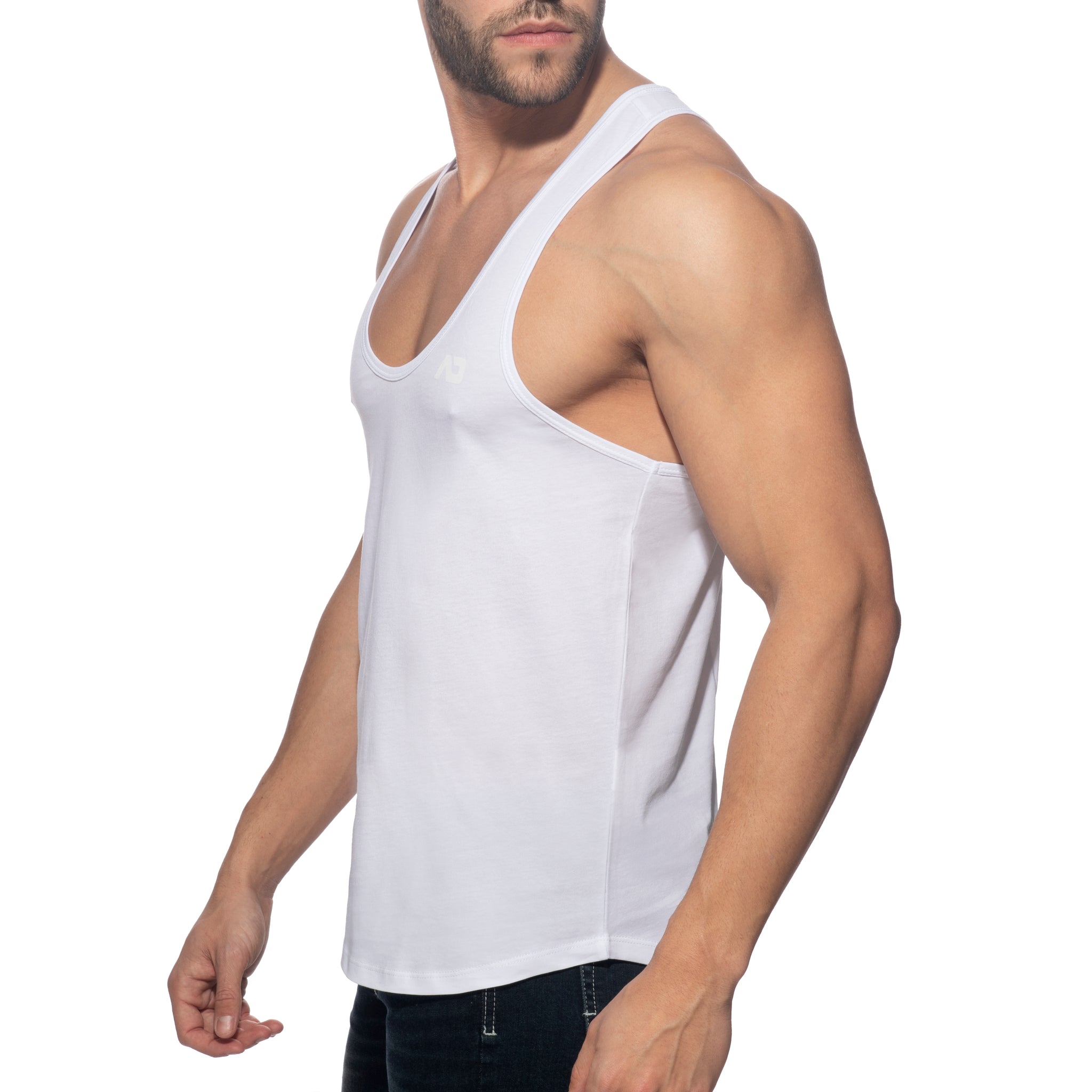 Addicted U-Neck Cotton Tank Top White AD997