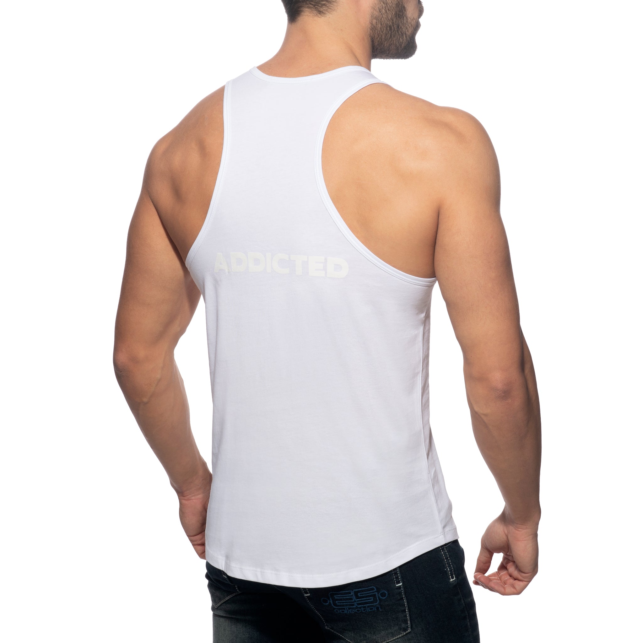 Addicted U-Neck Cotton Tank Top White AD997