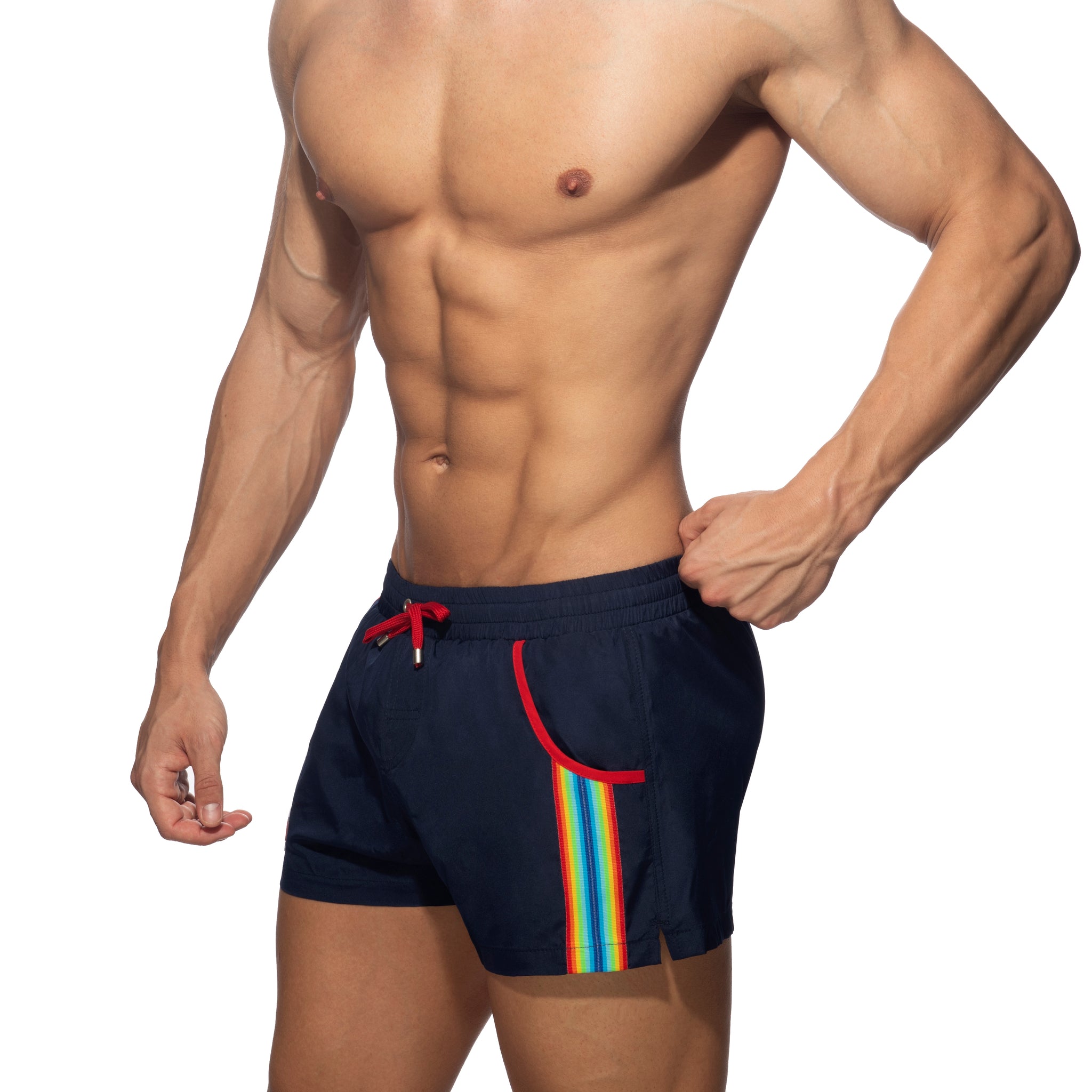 Addicted Rainbow Tape Swim Shorts Navy ADS321