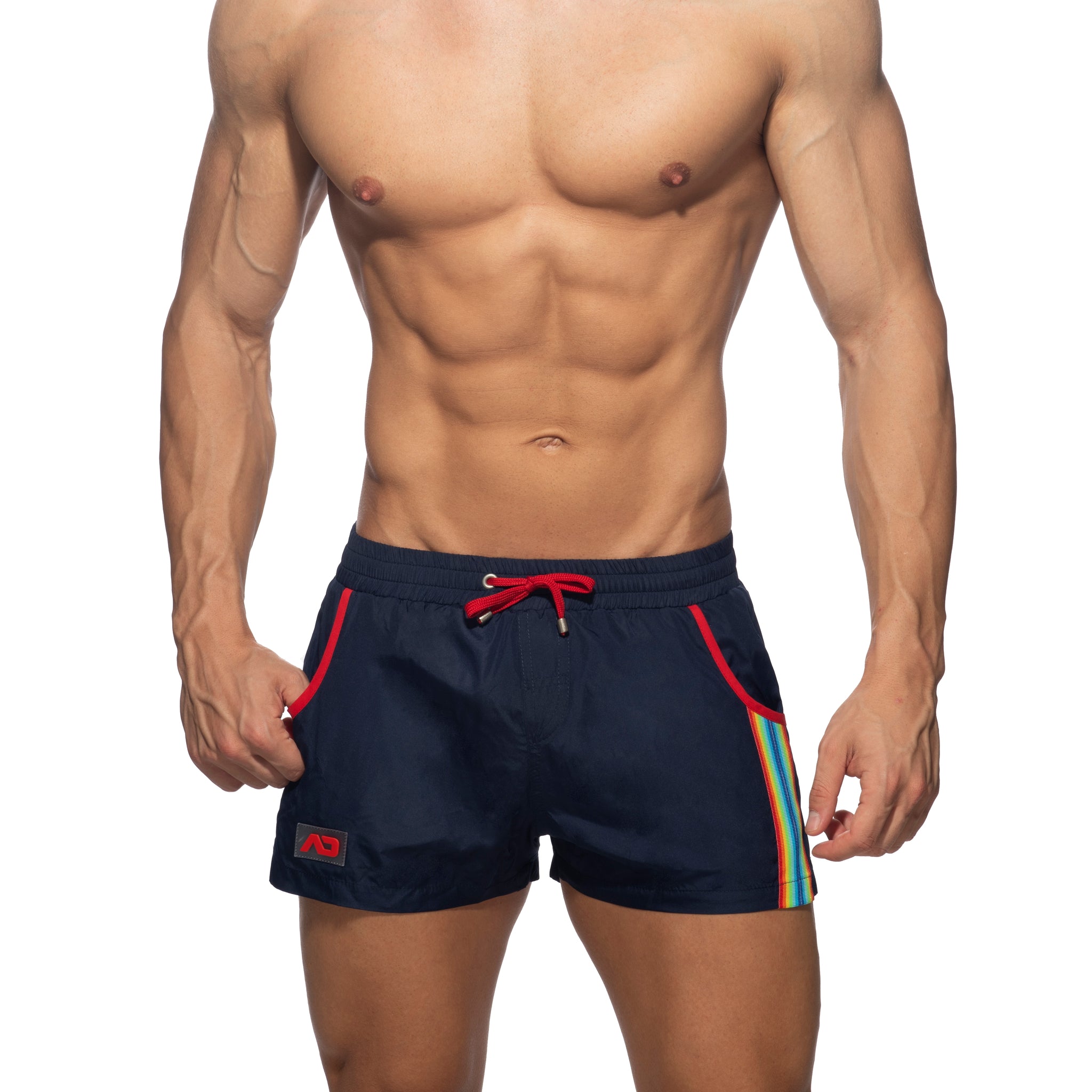 Addicted Rainbow Tape Swim Shorts Navy ADS321