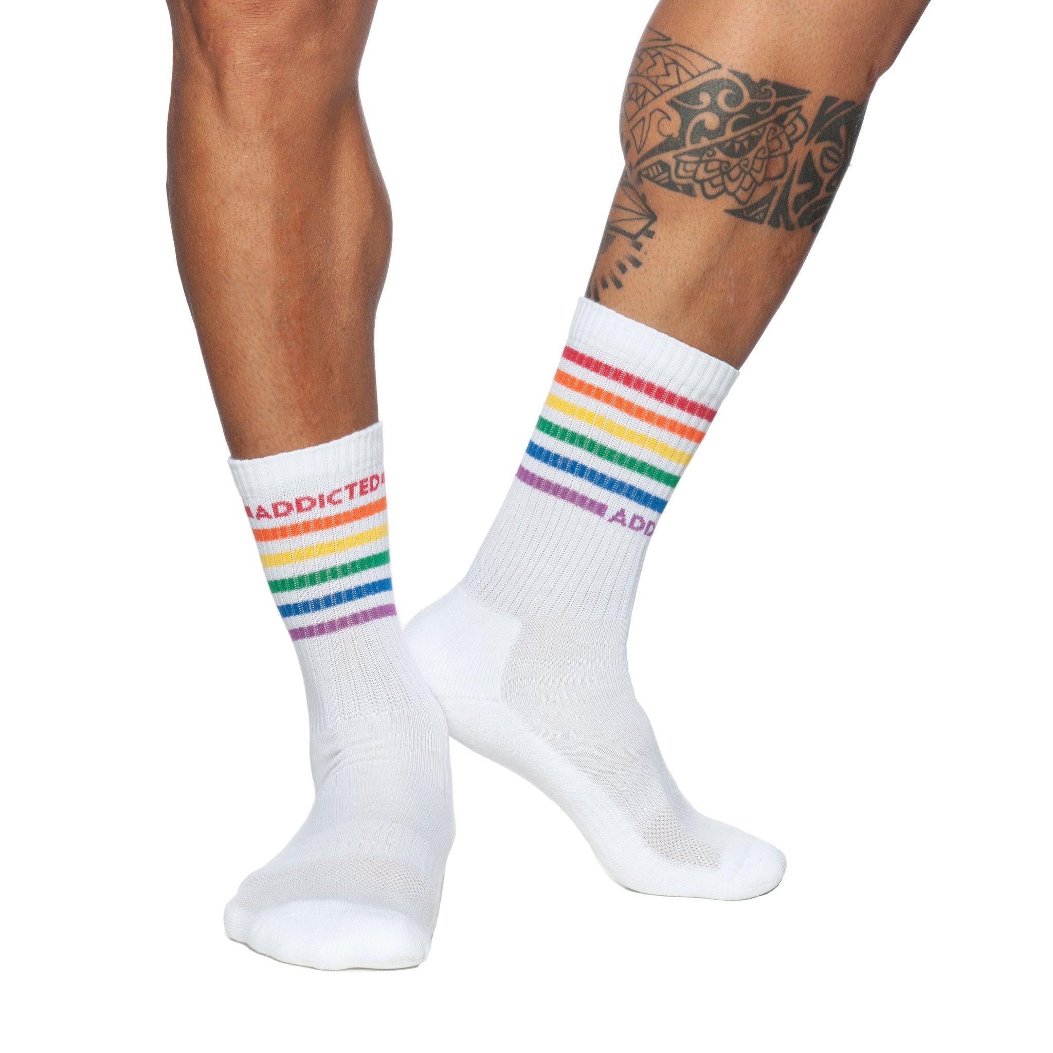 Addicted Addicted Rainbow Socks White AD838