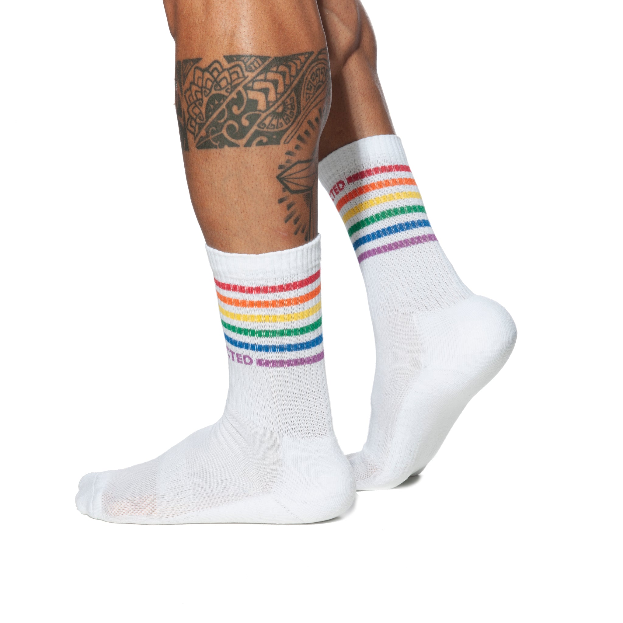 Addicted Addicted Rainbow Socks White AD838