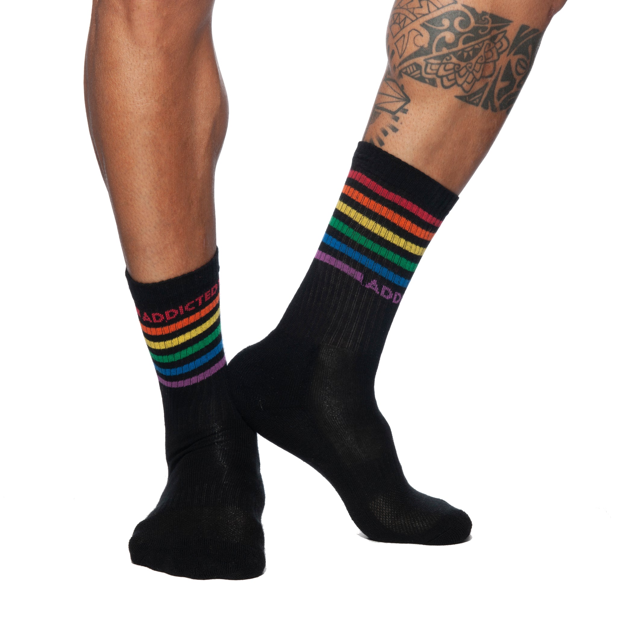 Addicted Addicted Rainbow Socks Black AD838