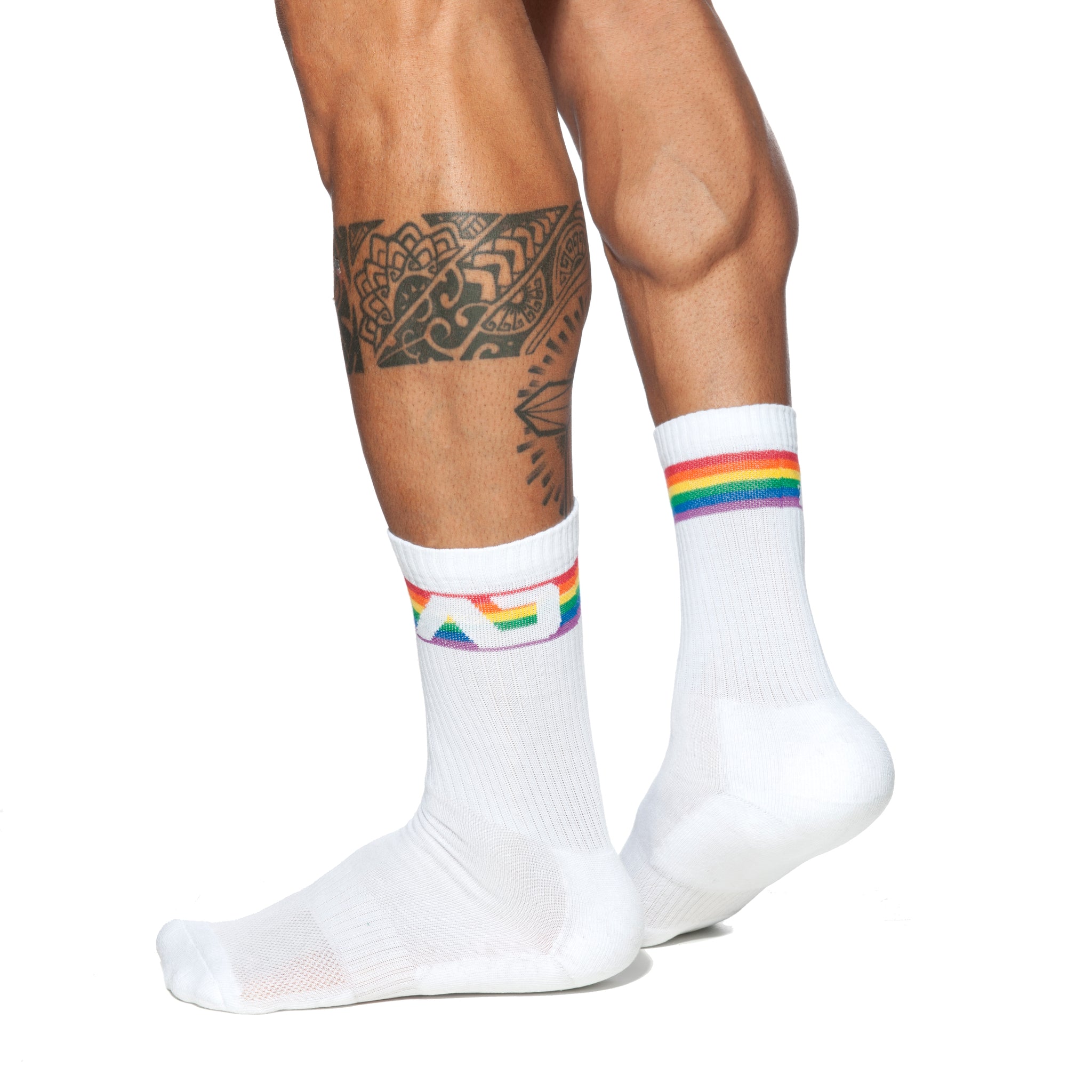 Addicted AD Rainbow Socks White AD839
