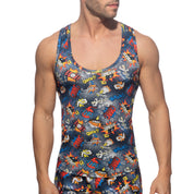 Addicted Comic Tank Top Navy AD1085