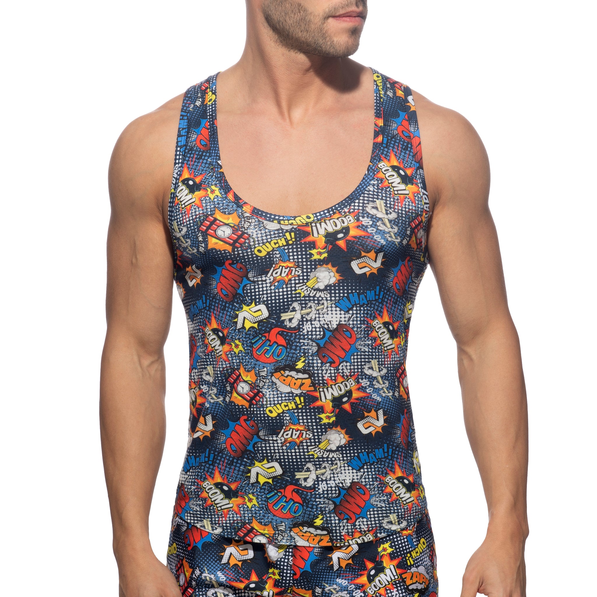 Addicted Comic Tank Top Navy AD1085