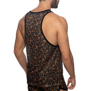 Addicted Leopard Mesh Tank Top Brown AD1139