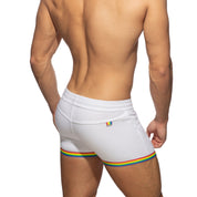 Addicted Rainbow Tape Cotton Shorts White AD1147