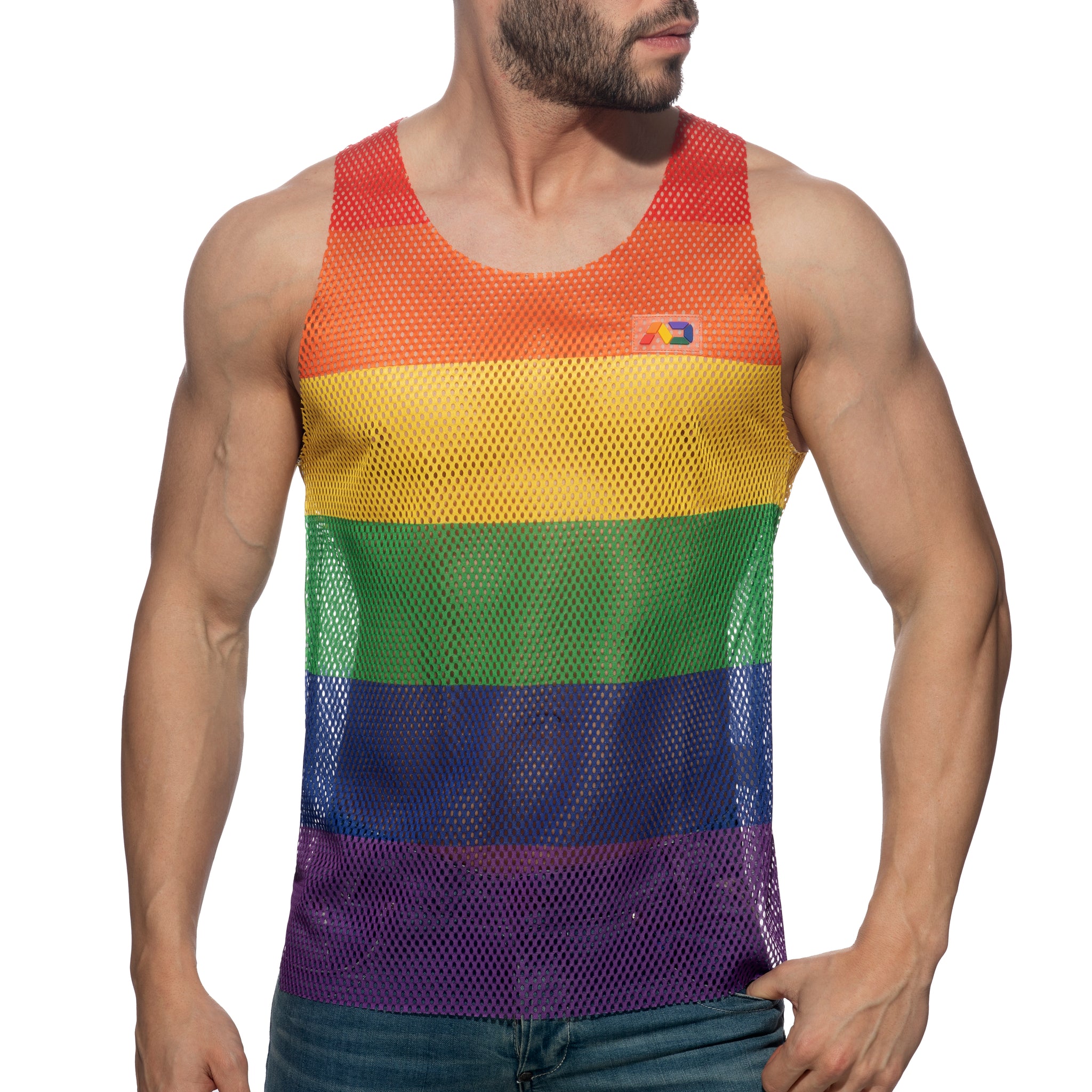 Addicted Mesh Rainbow Tank Top Multi AD1166