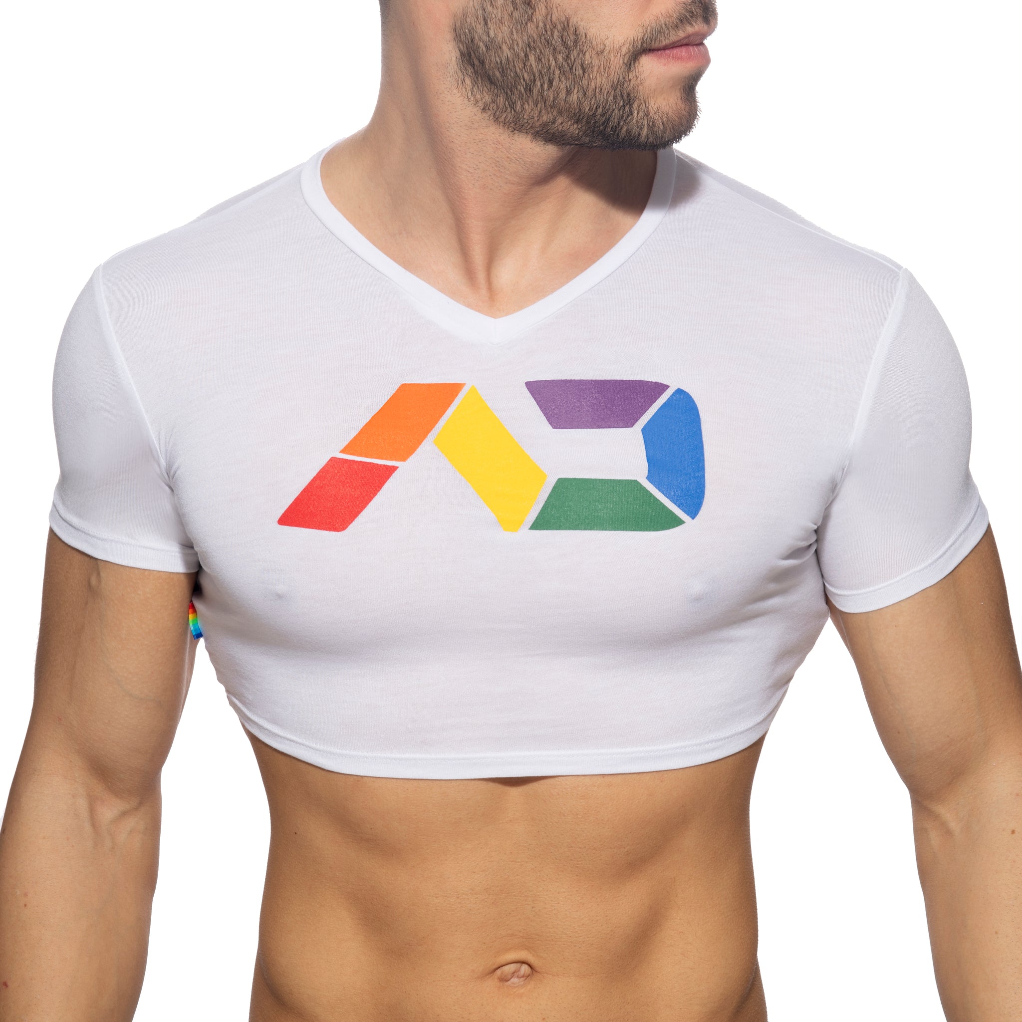 Addicted AD Rainbow Crop Top White AD1172