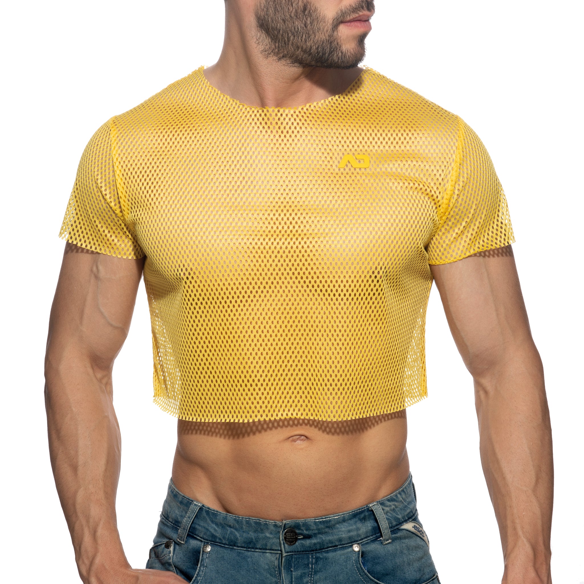 Addicted Mesh Crop Top Yellow AD1189