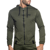 Addicted Long Sleeves Loop-Mesh Hoody Khaki AD1214