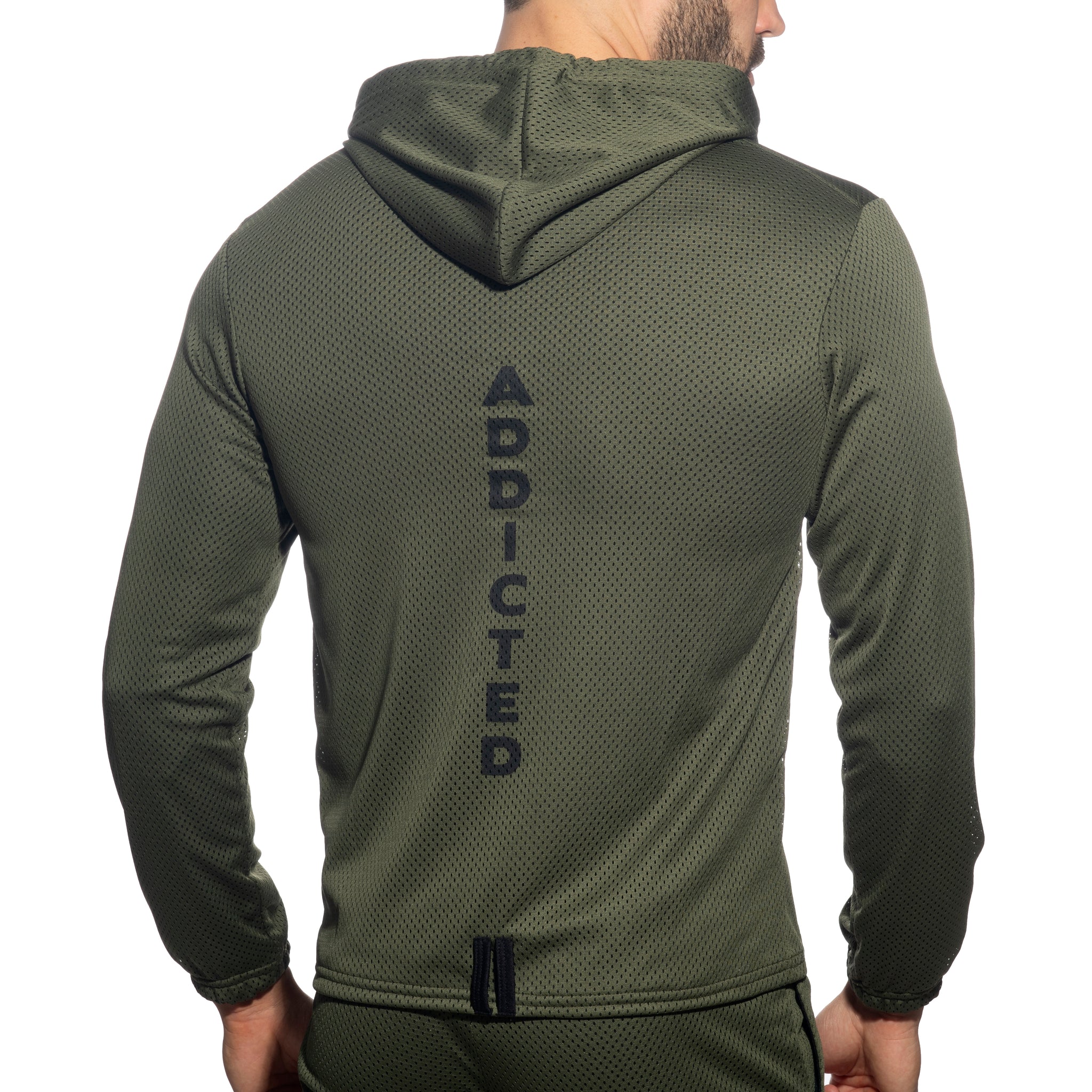 Addicted Long Sleeves Loop-Mesh Hoody Khaki AD1214