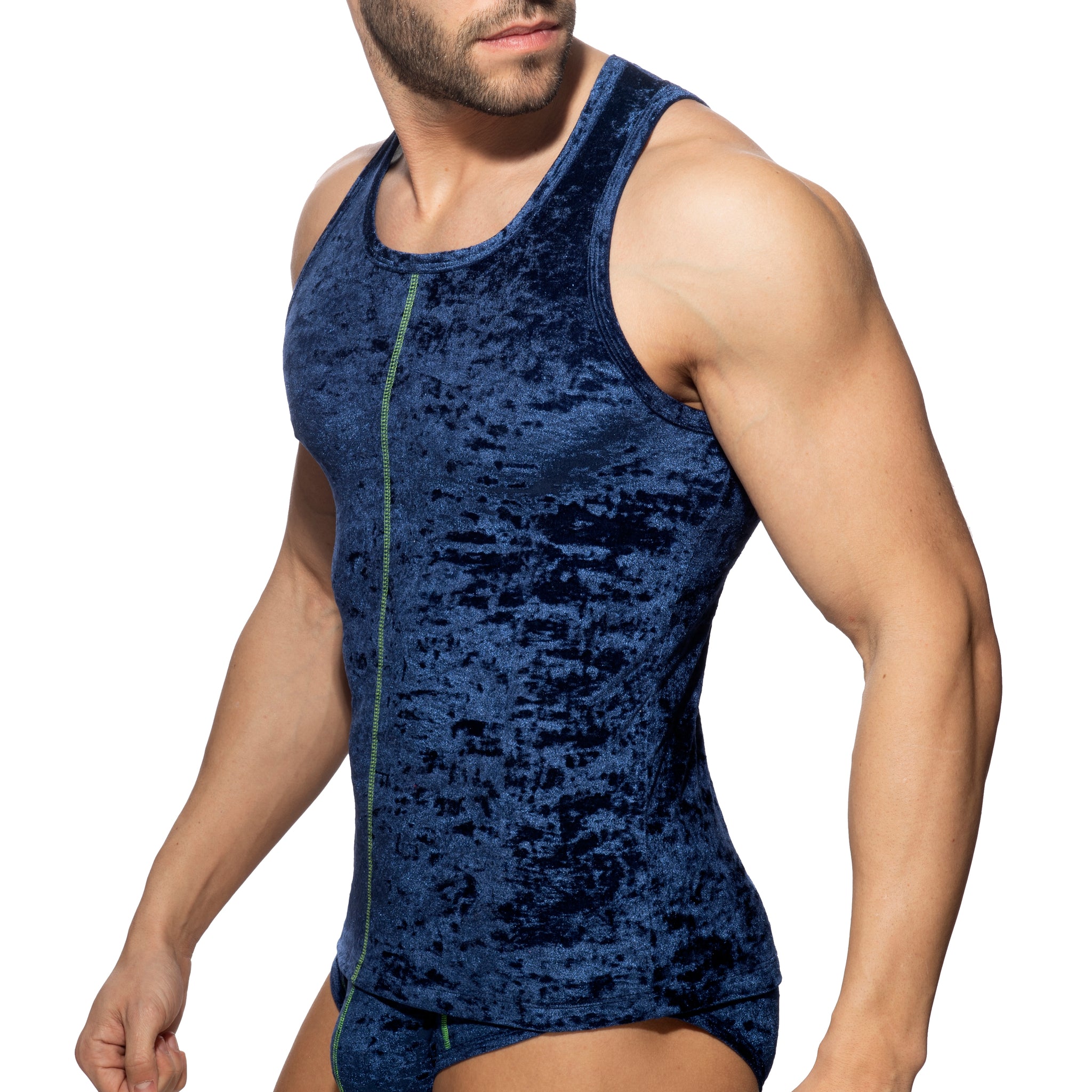 Addicted Velvet Shady Tank Top Navy AD1237