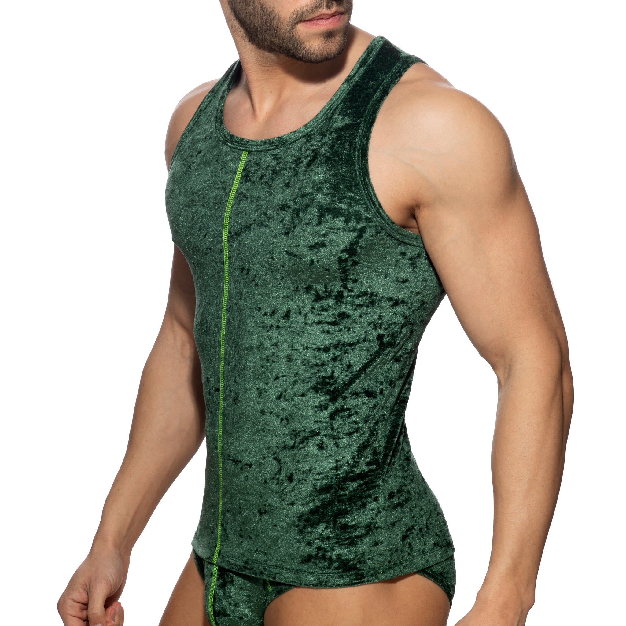 Addicted Velvet Shady Tank Top Green AD1237