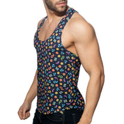 Addicted Emoji Tank Top Navy AD1238