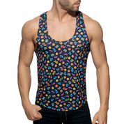 Addicted Emoji Tank Top Navy AD1238