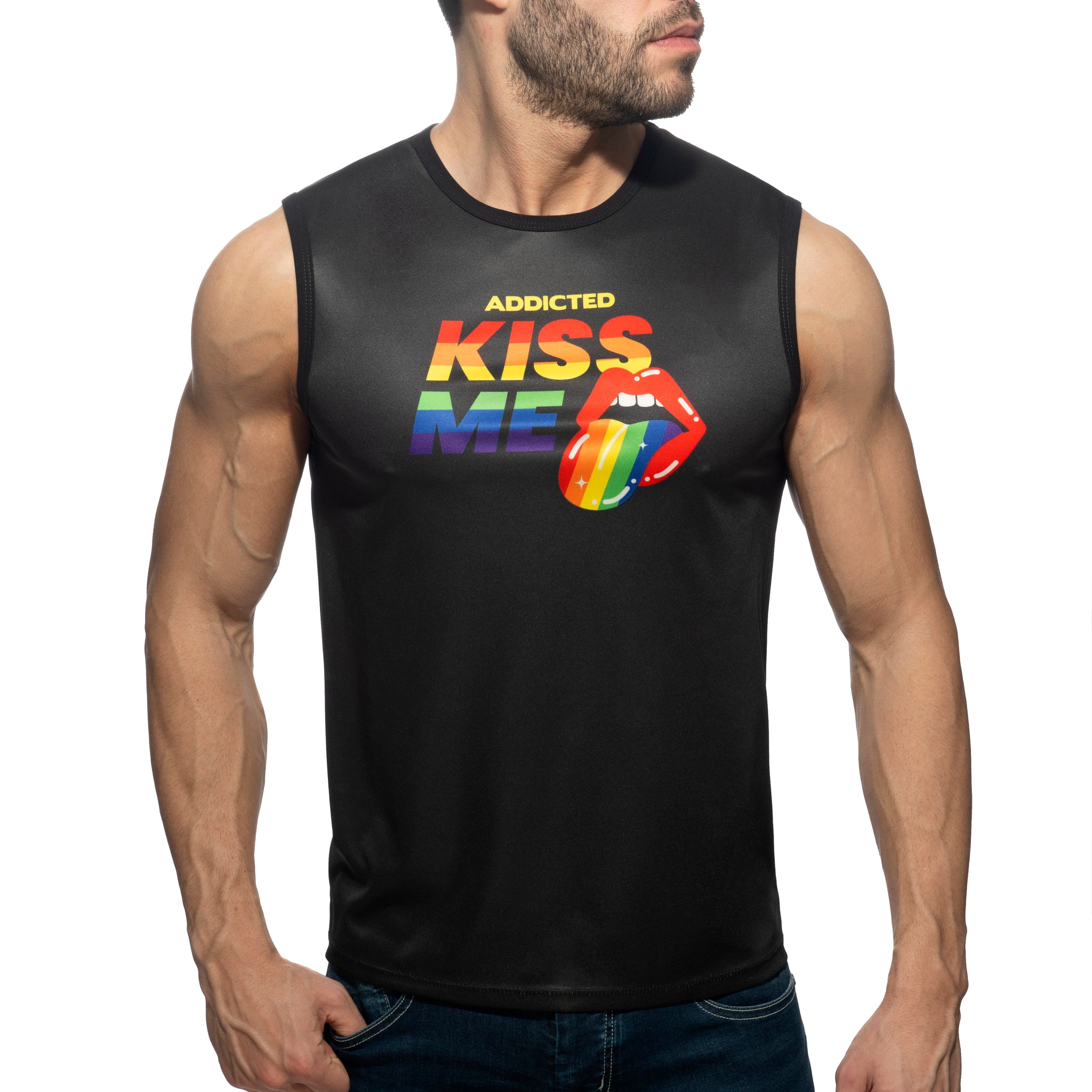 Addicted Kiss Me Tank Top Black AD1270