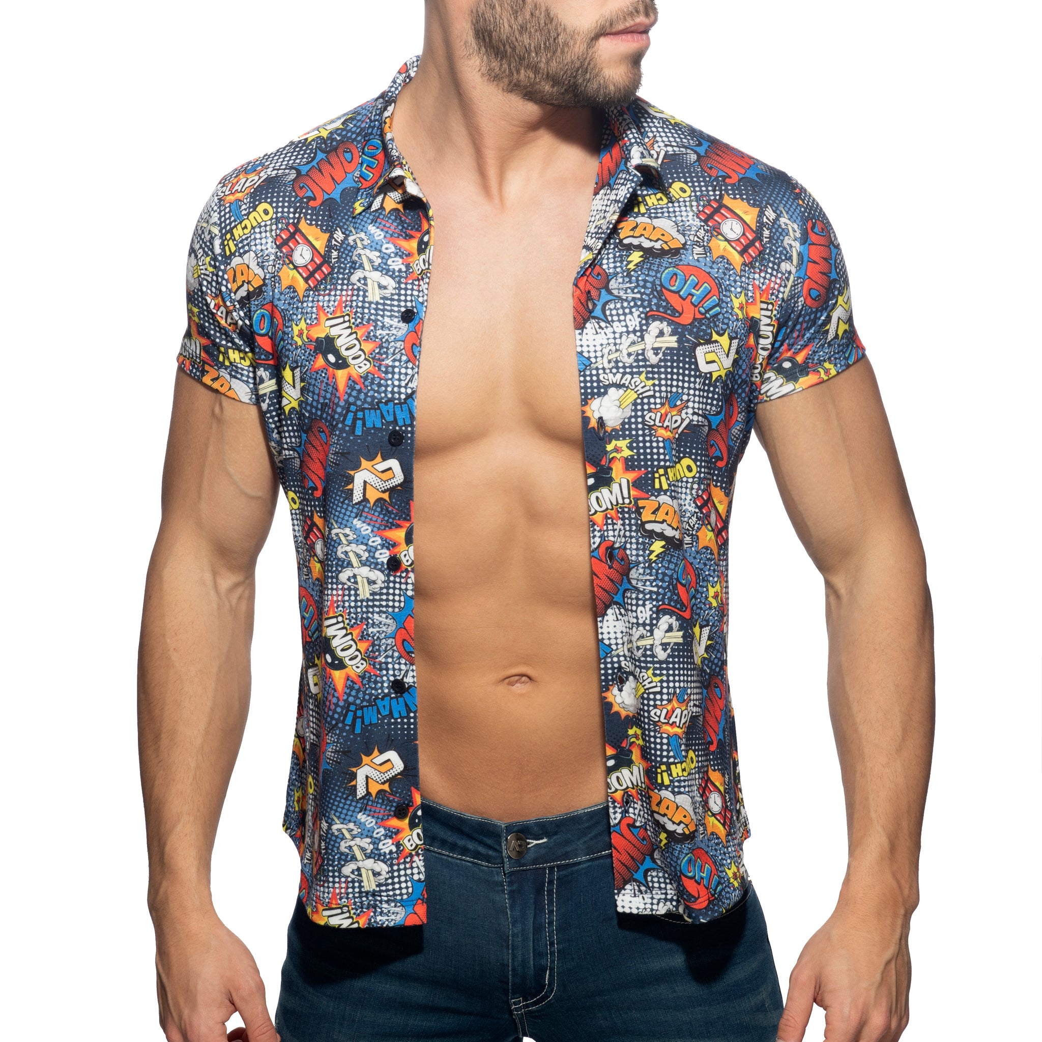 Addicted Comic Summer Shirt Navy AD1073