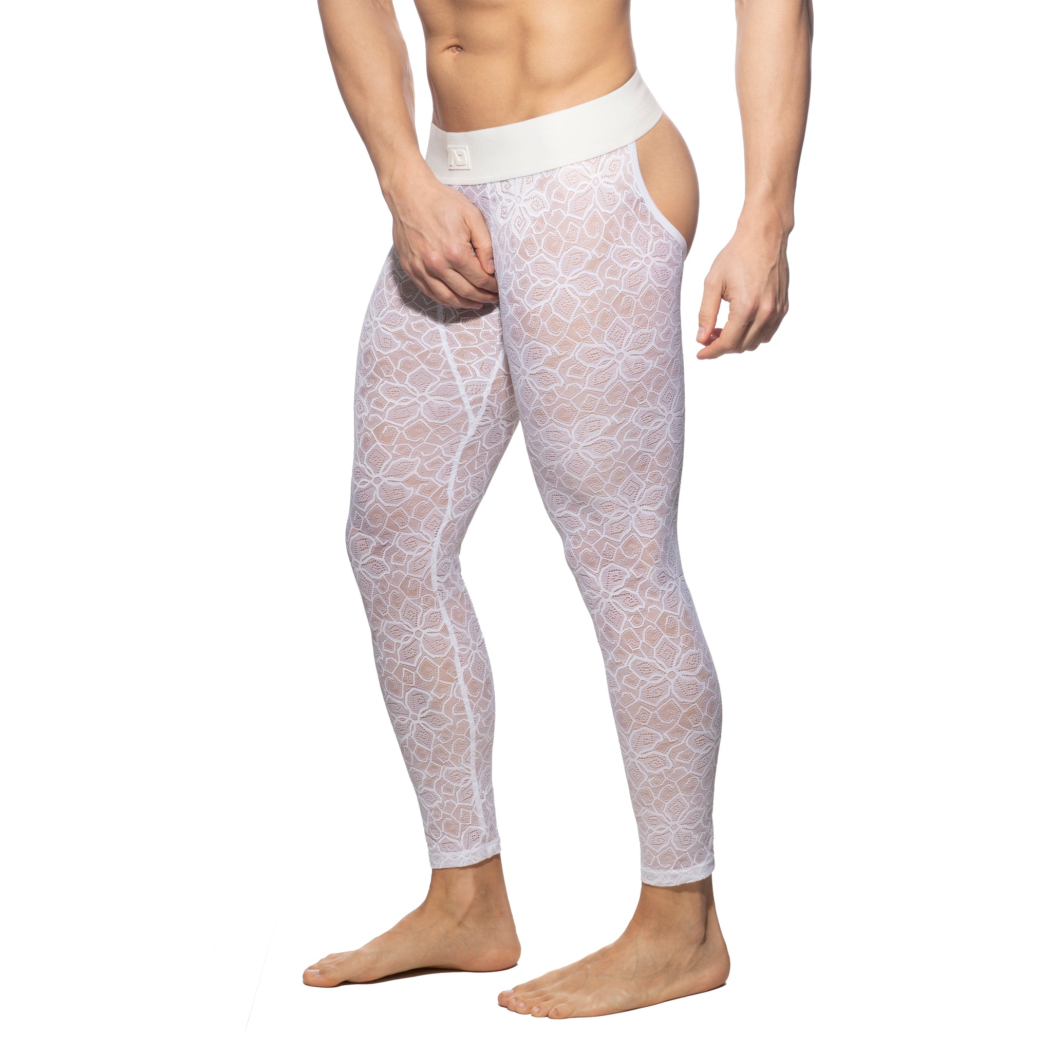 Addicted Flowery Lace Bottomless Long John White AD1175