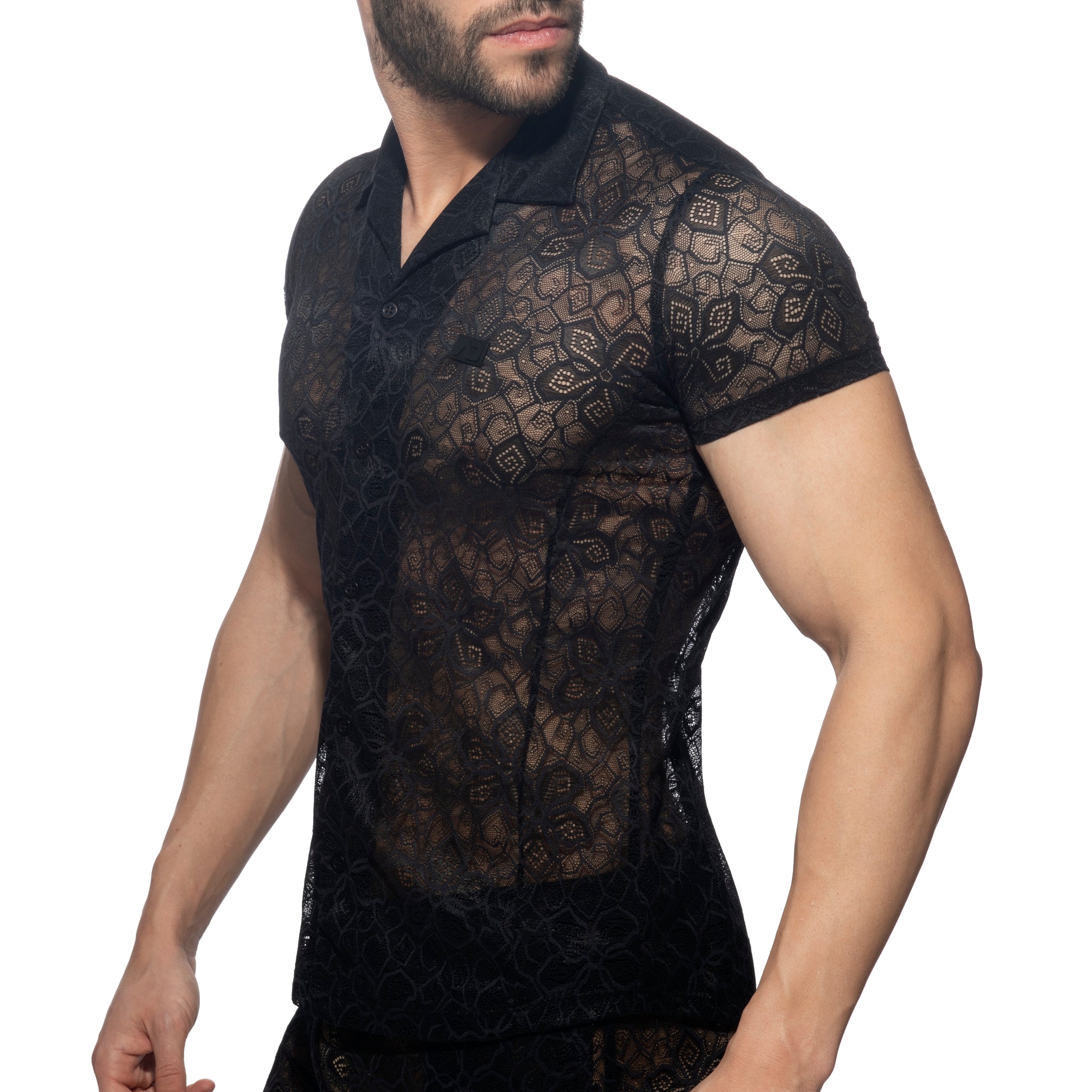 Addicted Flowery Lace Shirt Black AD1192