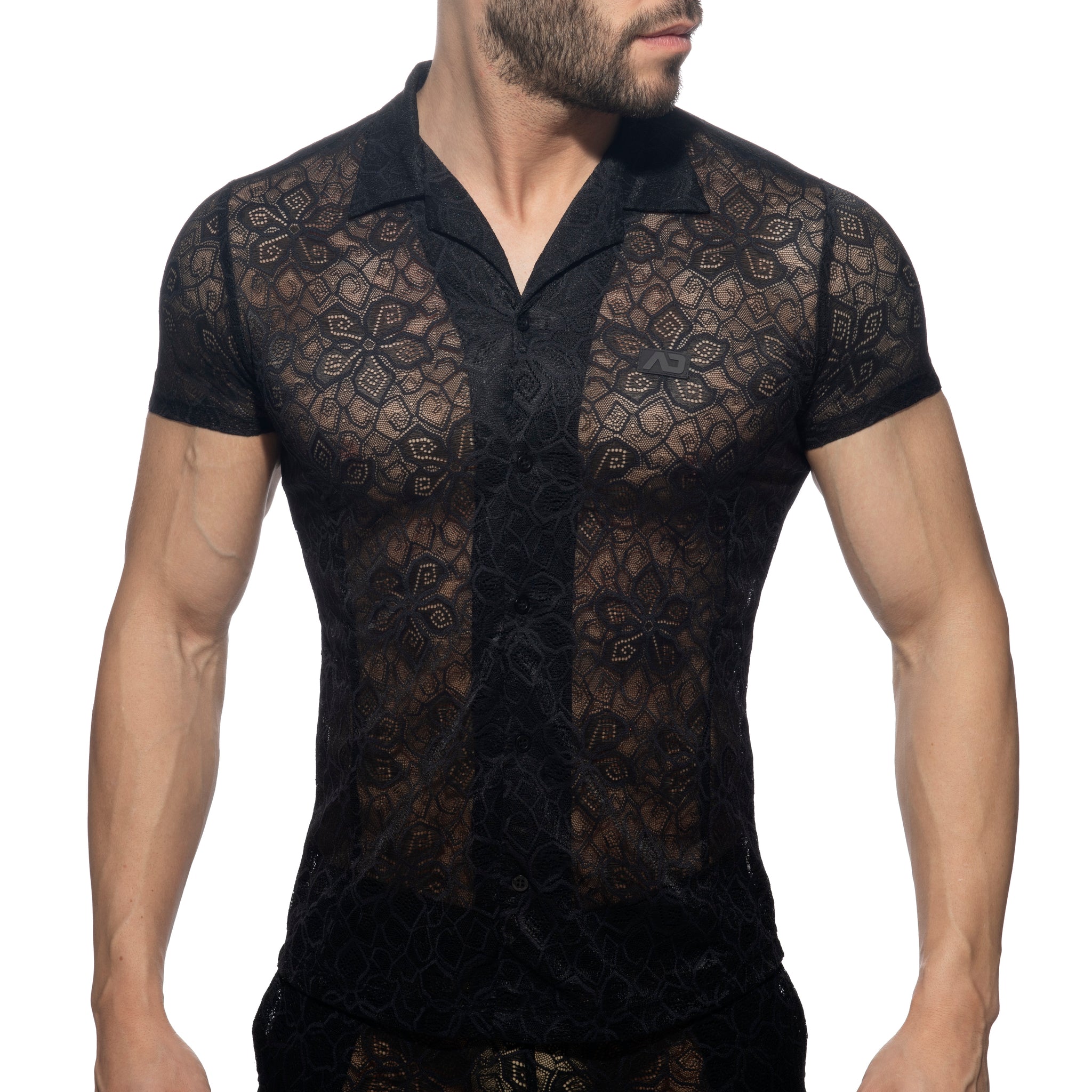 Addicted Flowery Lace Shirt Black AD1192