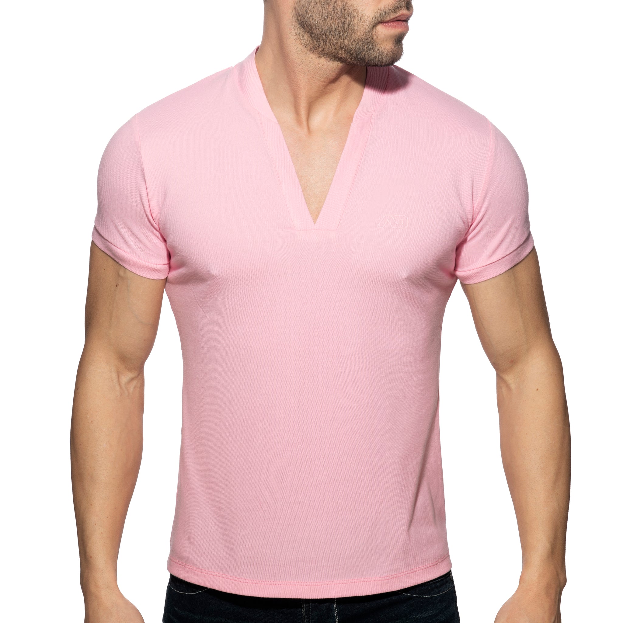 Addicted AD V-Neck Polo Shirt Pink AD1258