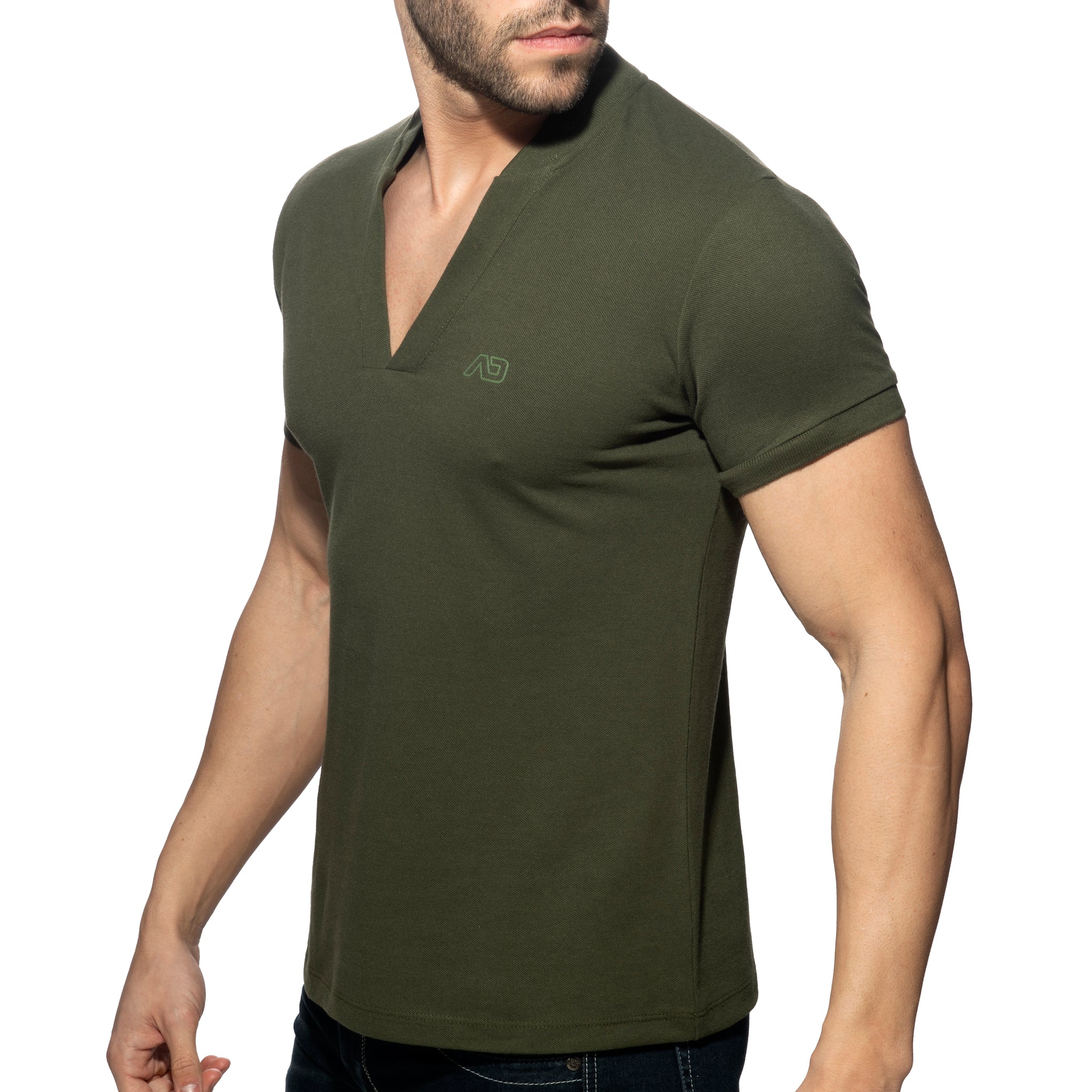 Addicted AD V-Neck Polo Shirt Khaki AD1258