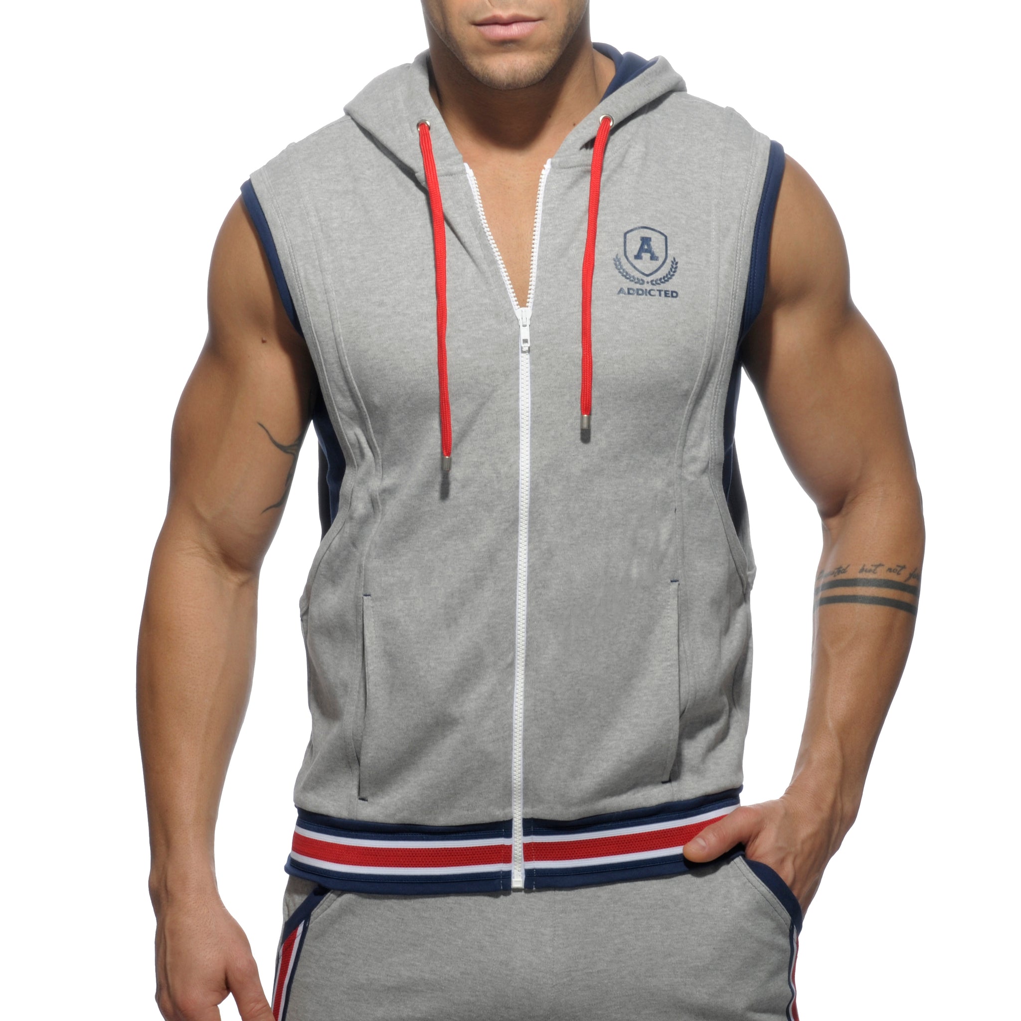 Addicted Zip Cotton Hoody Heather Grey AD334