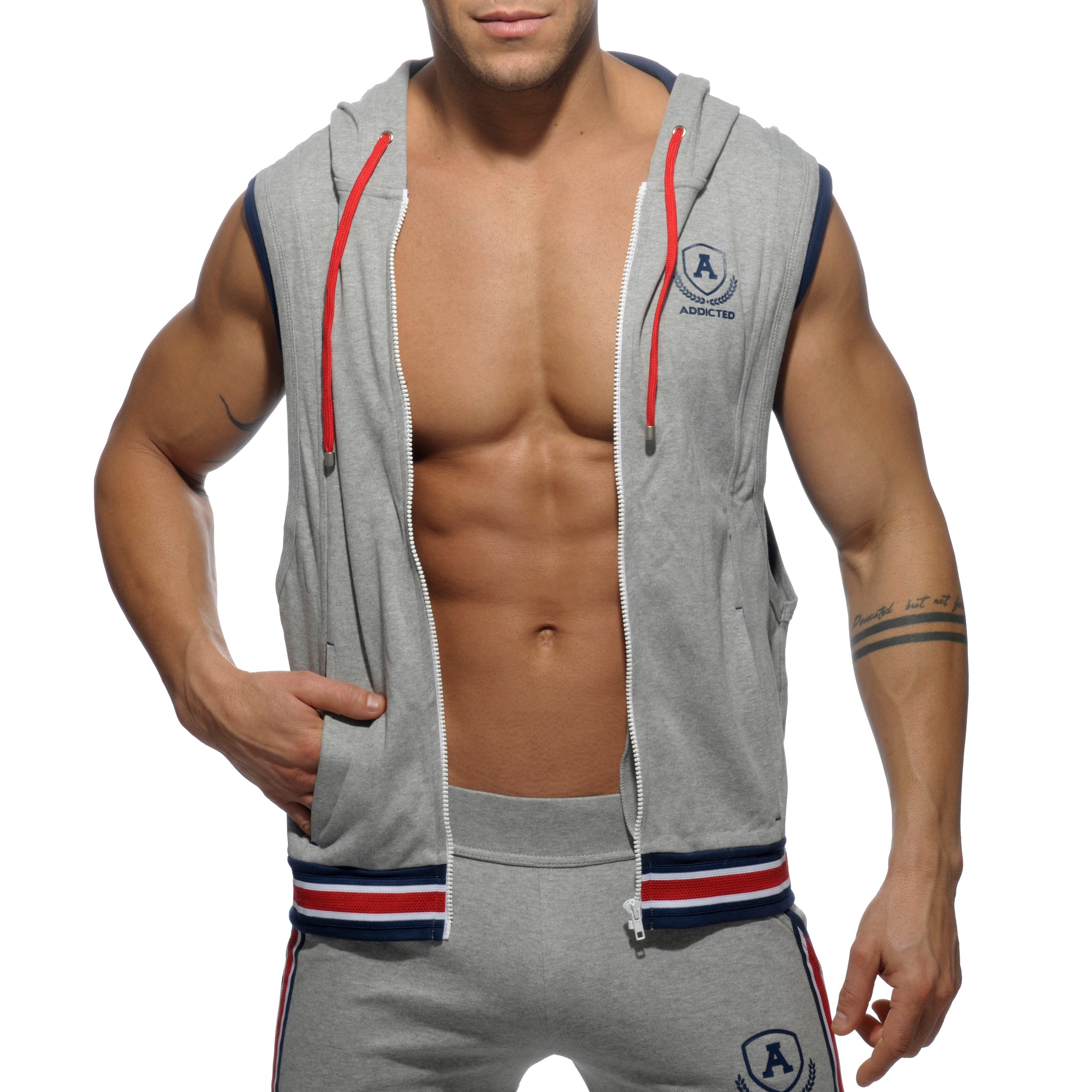 Addicted Zip Cotton Hoody Heather Grey AD334