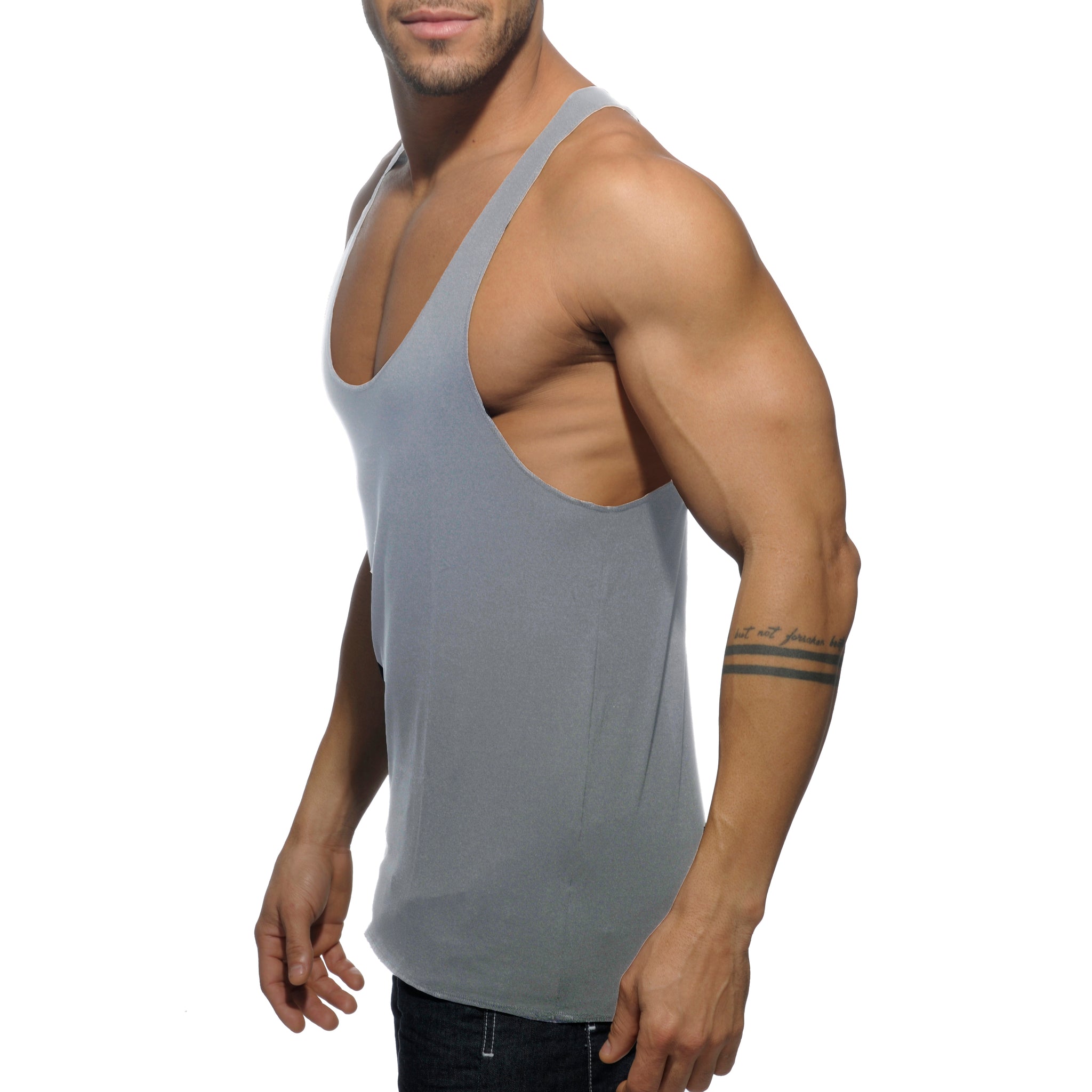 Addicted Tank Back Printed Heather Grey AD340