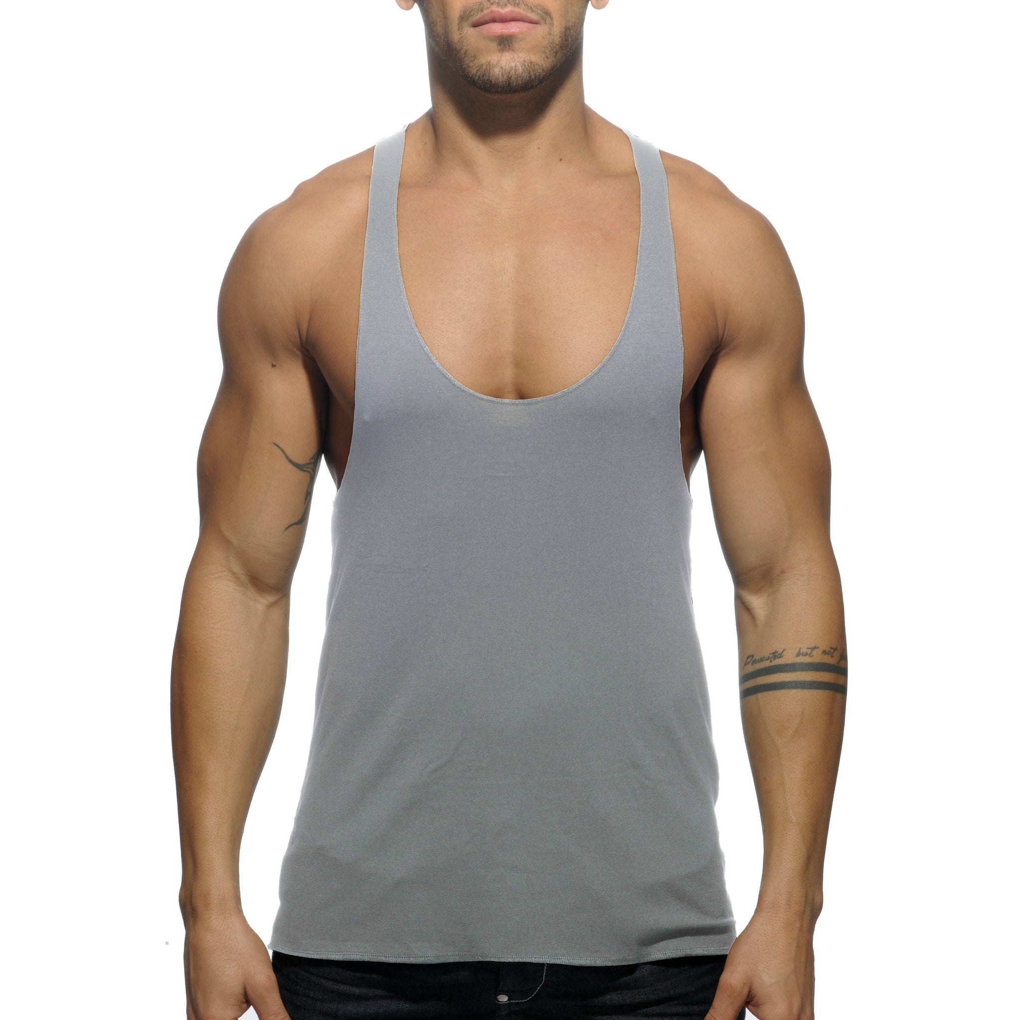 Addicted Tank Back Printed Heather Grey AD340